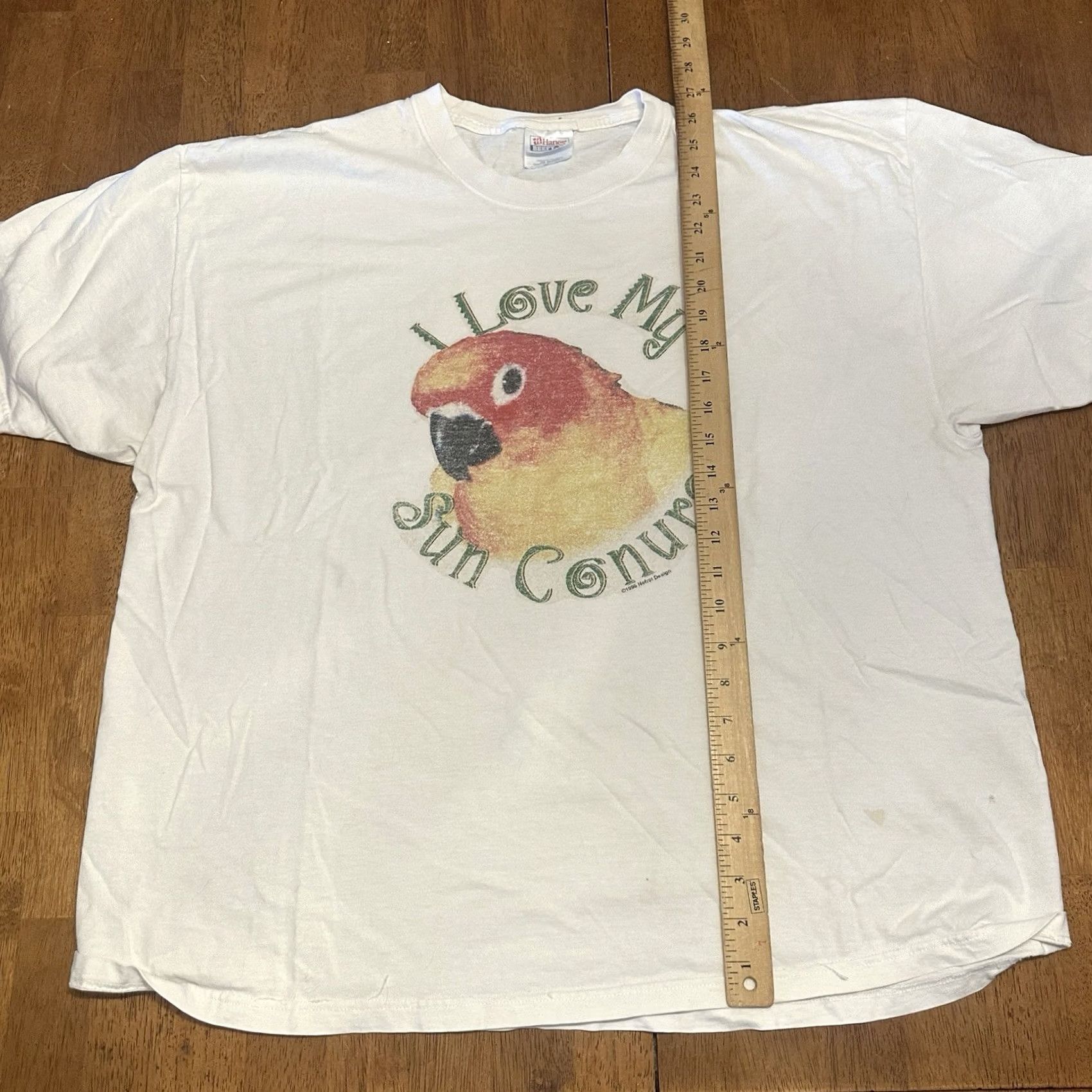 Hanes VINTAGE 90s Sun Conure Parrot T Shirt 2XL White Hanes Size US XXL / EU 58 / 5 - 7 Thumbnail