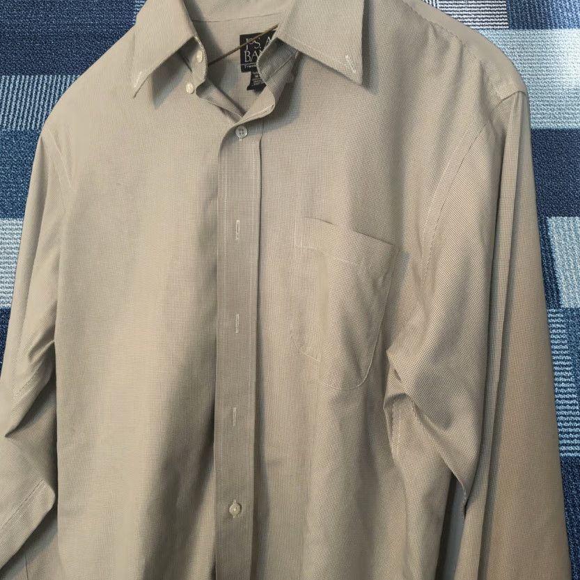 Jos. A. Bank Jos A Bank Travelers Shirt Men L 16 35 Green Check Long Sleeve Button Down Dress Shirt Blue 100% Cotton Tailored (Regular) Men’s Size US L / EU 52-54 / 3 - 1 Thumbnail