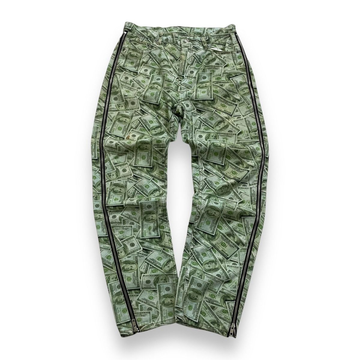 Hysteric Glamour X-girl × YURINO Side FULL ZIP PANTS in green with a money Size US 30 / EU 46 - 1 Thumbnail