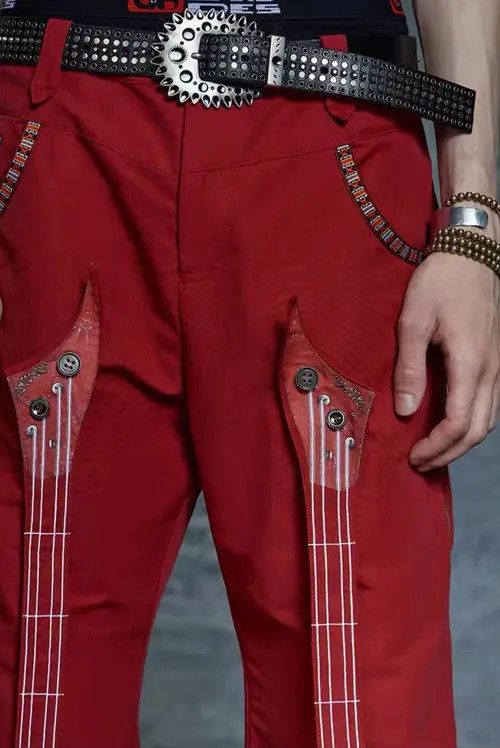VIBE Punk rock guitar and bass printed Harajuku style trousers Size US 32 / EU 48 - 6 Thumbnail