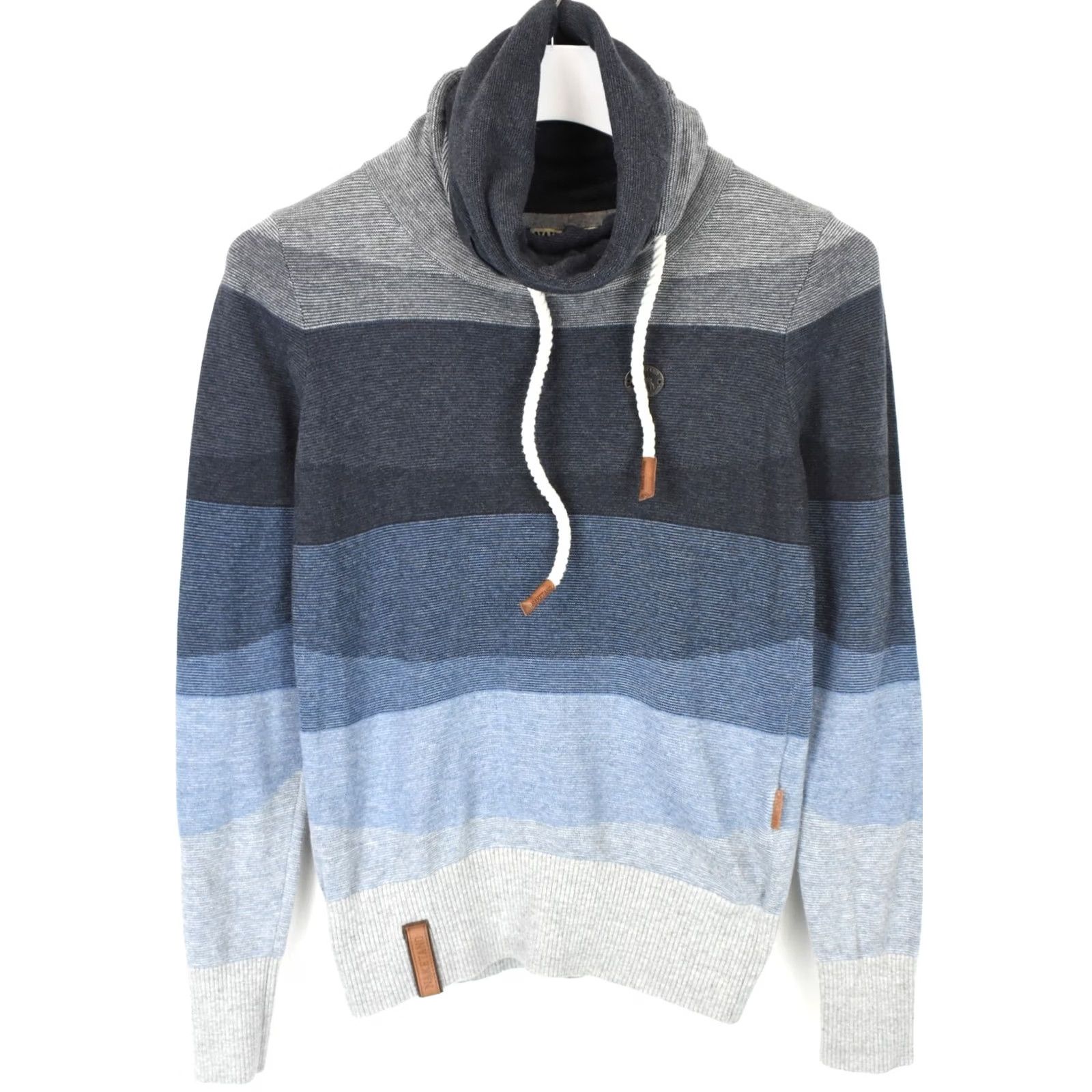Vintage Naketano Sweatshirt Women's Small Pullover Striped High Collar Blue Size S / US 4 / IT 40 - 2 Thumbnail