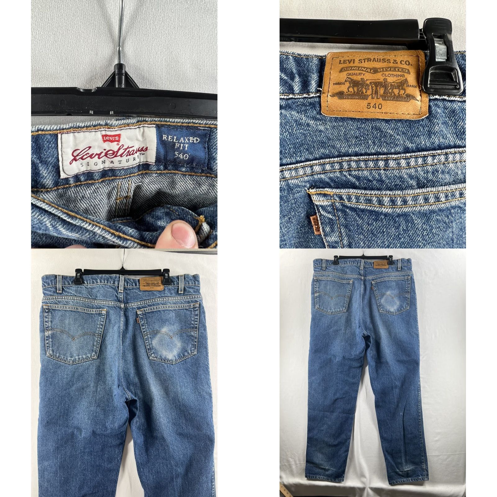 Levi's VINTAGE Levi's 540 Jeans Mens 42x32 Relaxed Fit Blue 5-Pocket High Rise Denim Cotton Blend Belt Loops USA Classic 90s Style Mens Size US 42 / EU 58 - 8 Thumbnail