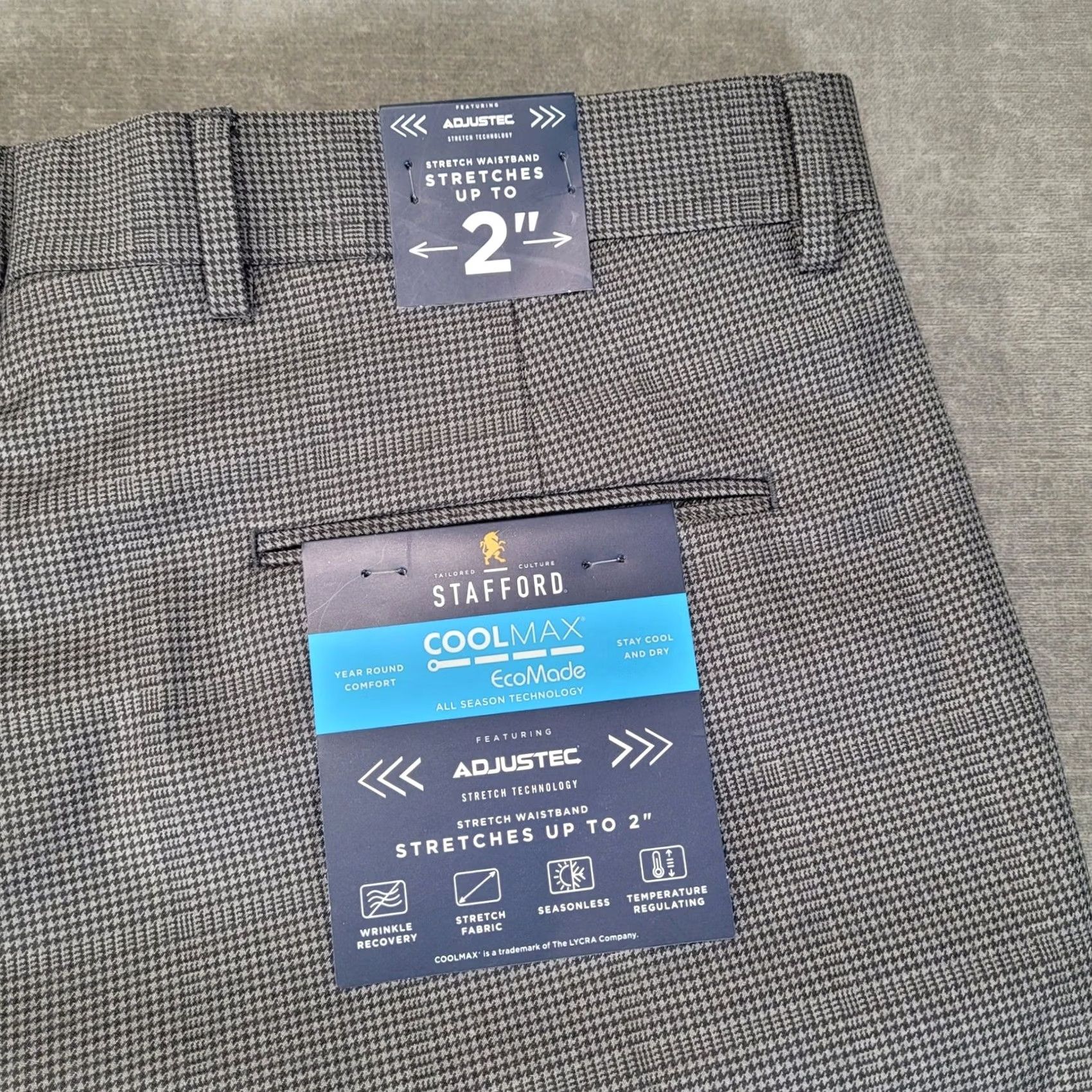 Stafford Stafford Mens Gray Houndstooth Dress Pants New Size US 34 / EU 50 - 4 Thumbnail