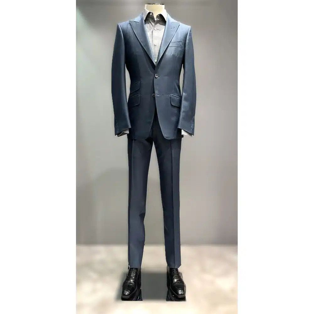 Tom Ford o1loc1c0425 2LYP01 Wool Silk O’connor Suit in Petrol Blue Size US M / EU 48-50 / 2 - 1 Thumbnail