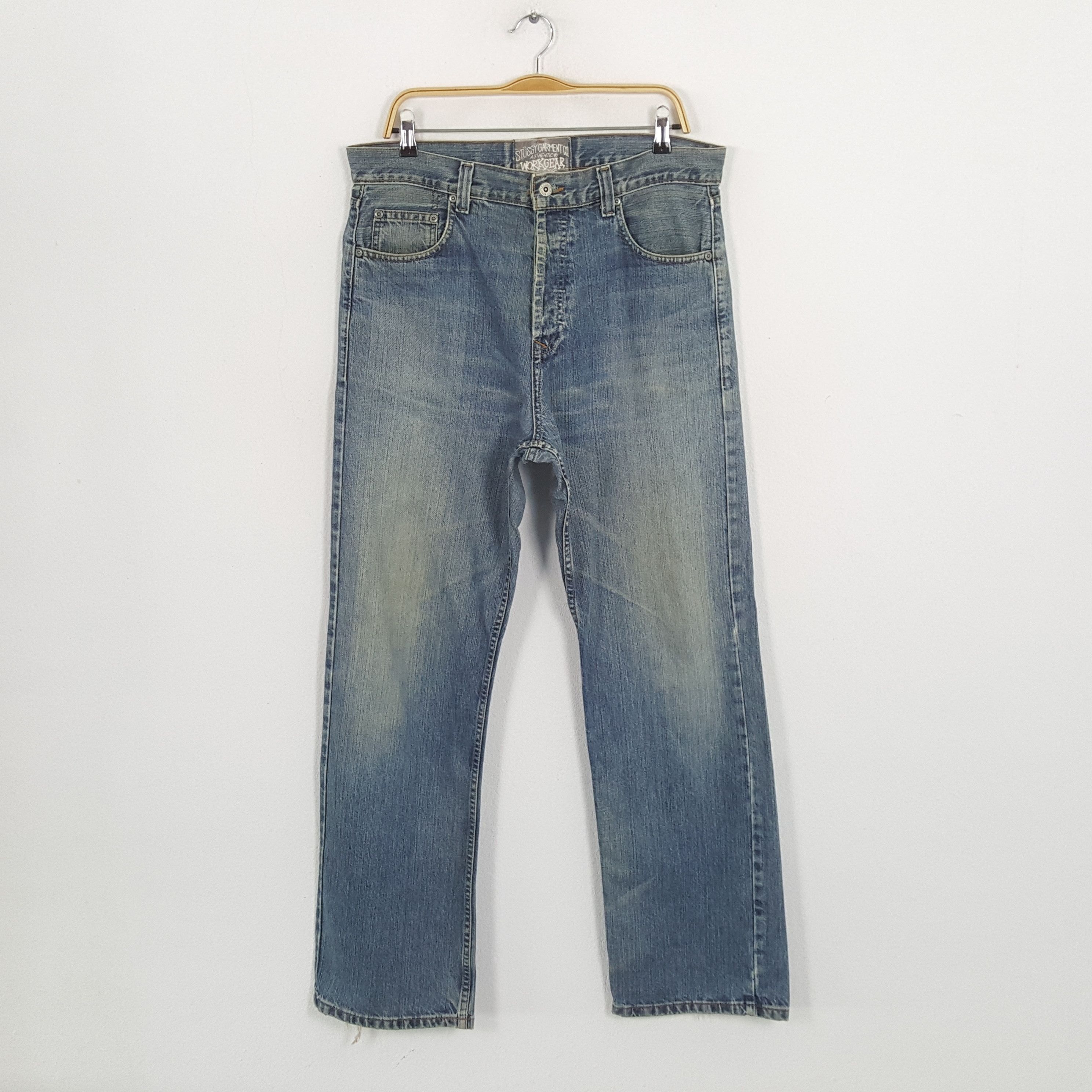 Stussy × Vintage Vintage STUSSY Streetwear Skateboard Logo Style Custom Jeans Size US 35 - 4 Thumbnail