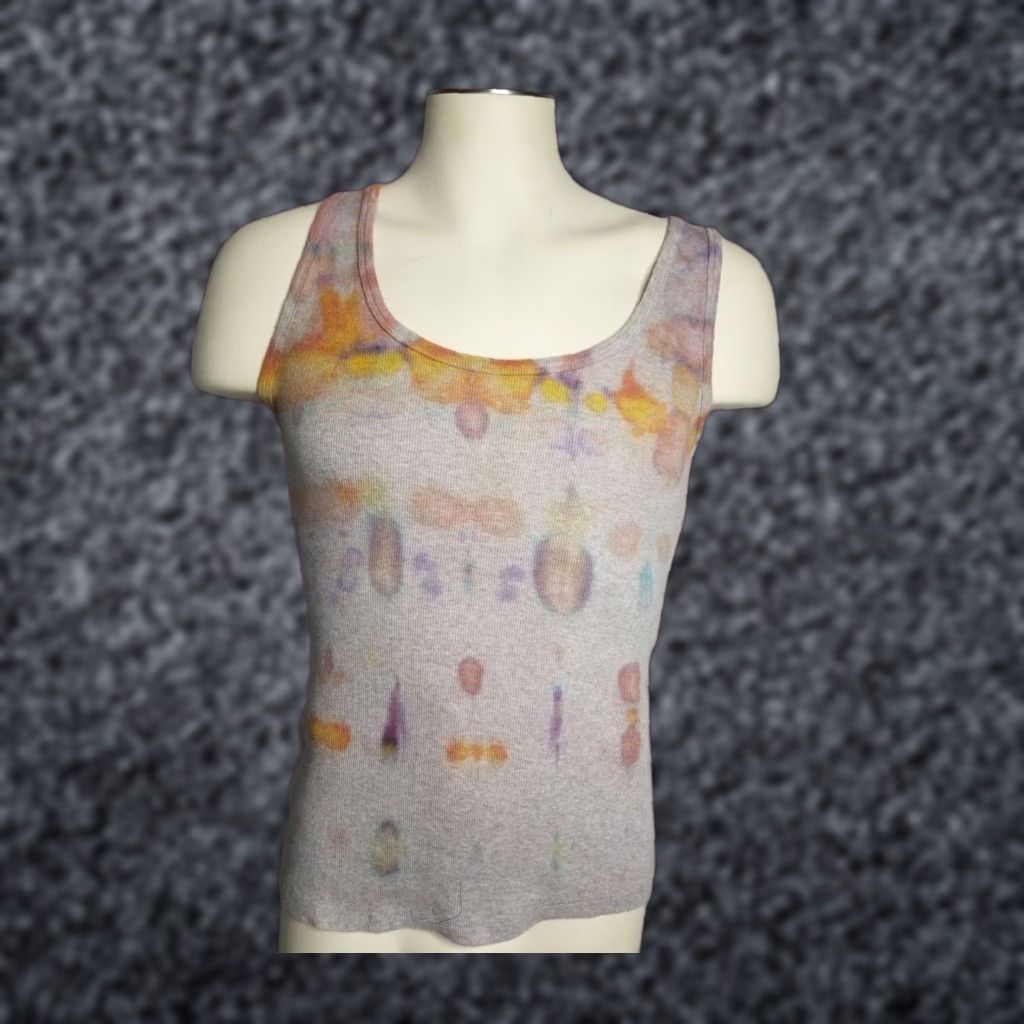 Vintage Womens The Limited Tie Ice Dye Tank T Shirt Gray L Spooky Face Tank Top Size L / US 10 / IT 46 - 1 Thumbnail