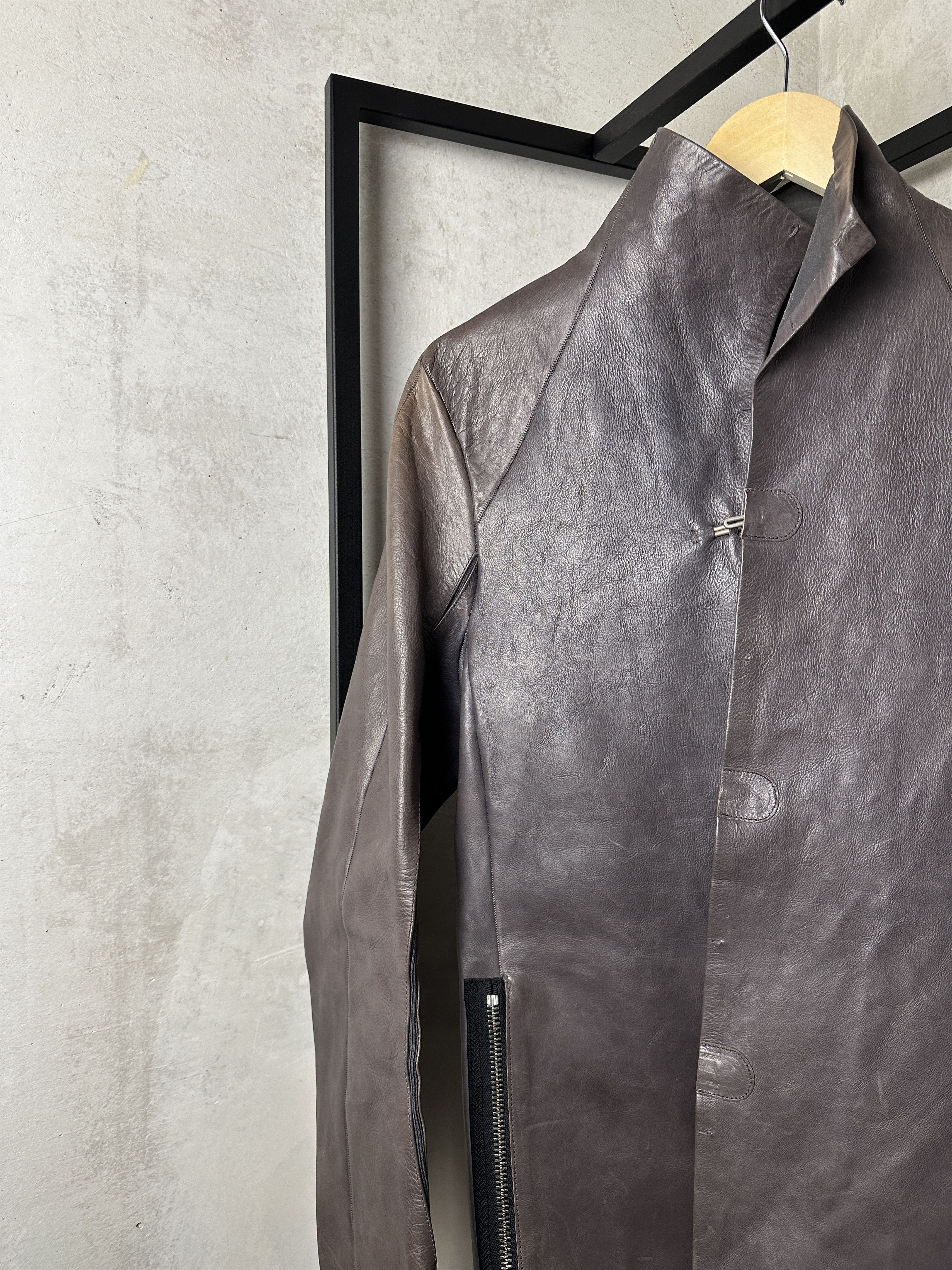 Vintage RARE Serfaty's Ad Vitam Brown Stand Collar Leather Jacket Size US M / EU 48-50 / 2 - 3 Thumbnail