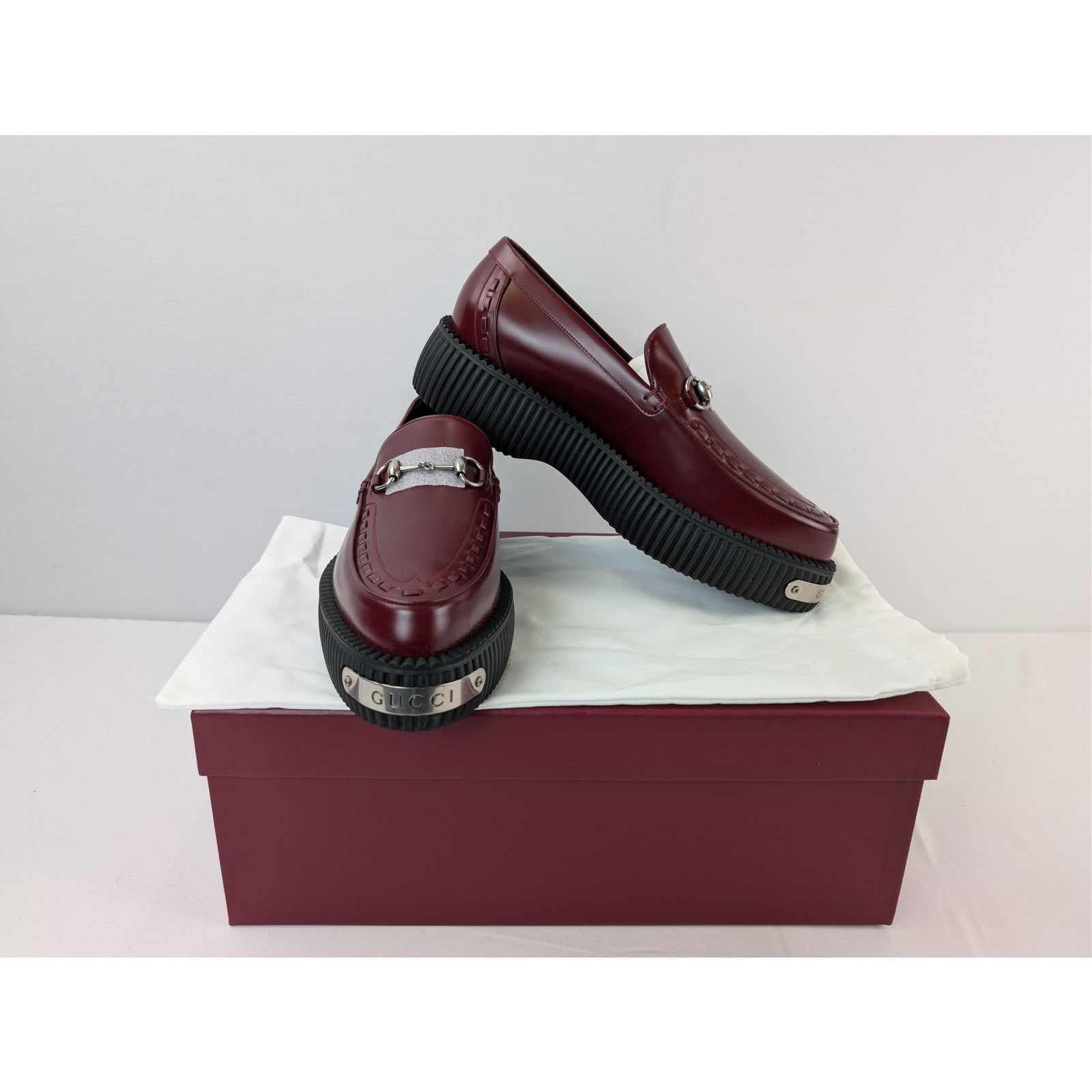 Gucci o1rshd1 Horsebit Creeper Loafer in Rosso Ancora Red leather Size US 11.5 / EU 44-45 - 20 Thumbnail