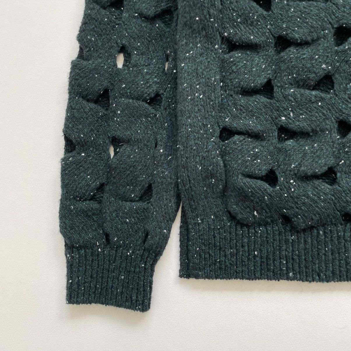 Issey Miyake Forest Green Cut Out Wool ‘Nest Knit’ Size US M / EU 48-50 / 2 - 18 Thumbnail
