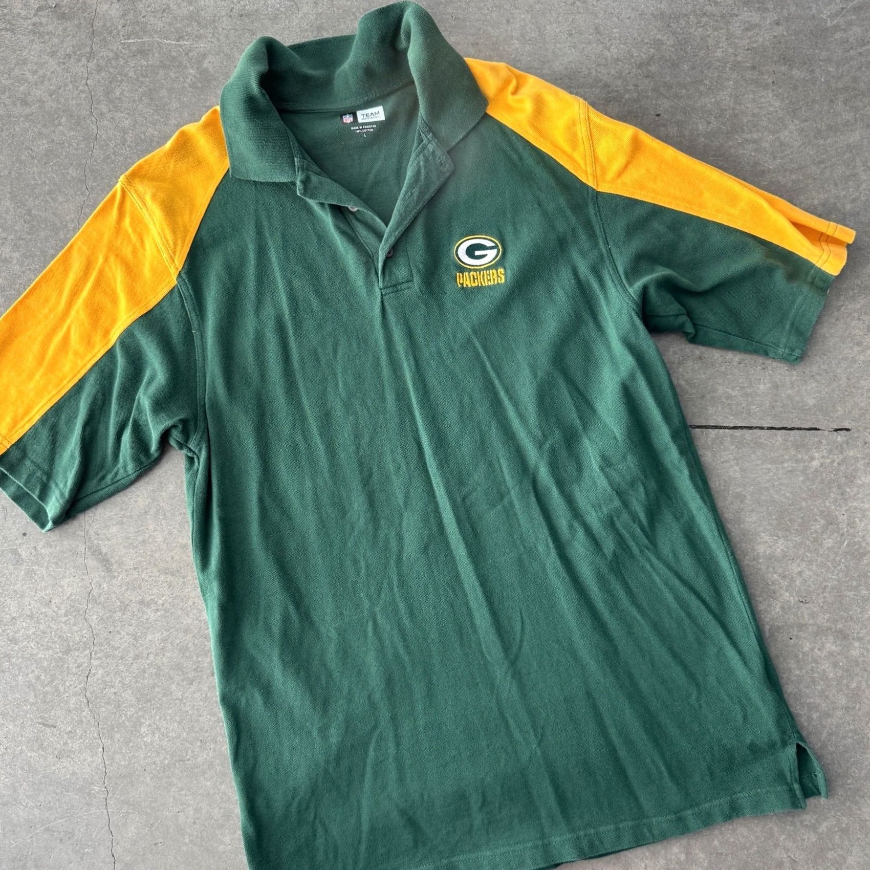 NFL VINTAGE Green Bay Packers NFL Polo Shirt Mens Large Green Cotton Embroidered Y2K Size US L / EU 52-54 / 3 - 2 Thumbnail
