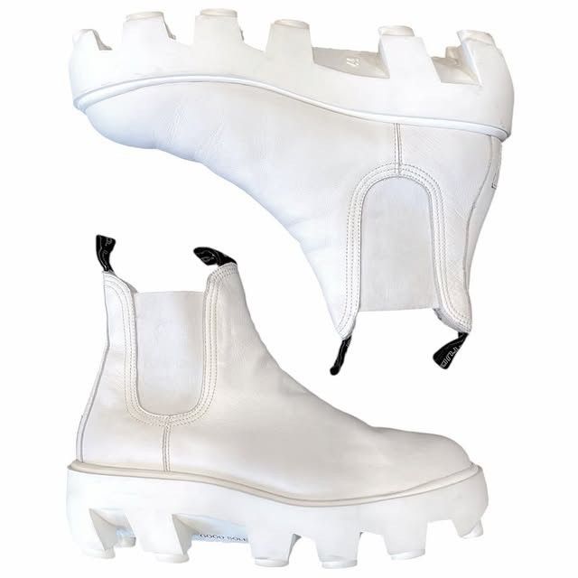 Sterling Ruby S.R. STUDIO. LA. CA. *SAMPLE* White Leather Therapist Boot Size US 11 / EU 44 - 1 Thumbnail