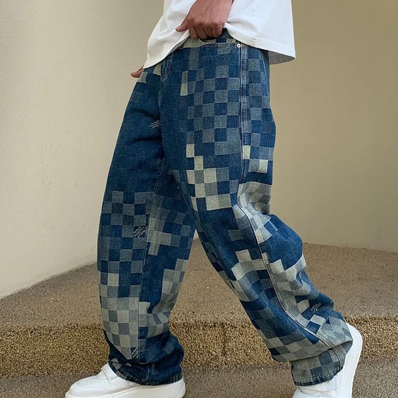 Jean × Vintage Mosaic Checkerboard Jeans Size US 30 / EU 46 - 4 Thumbnail