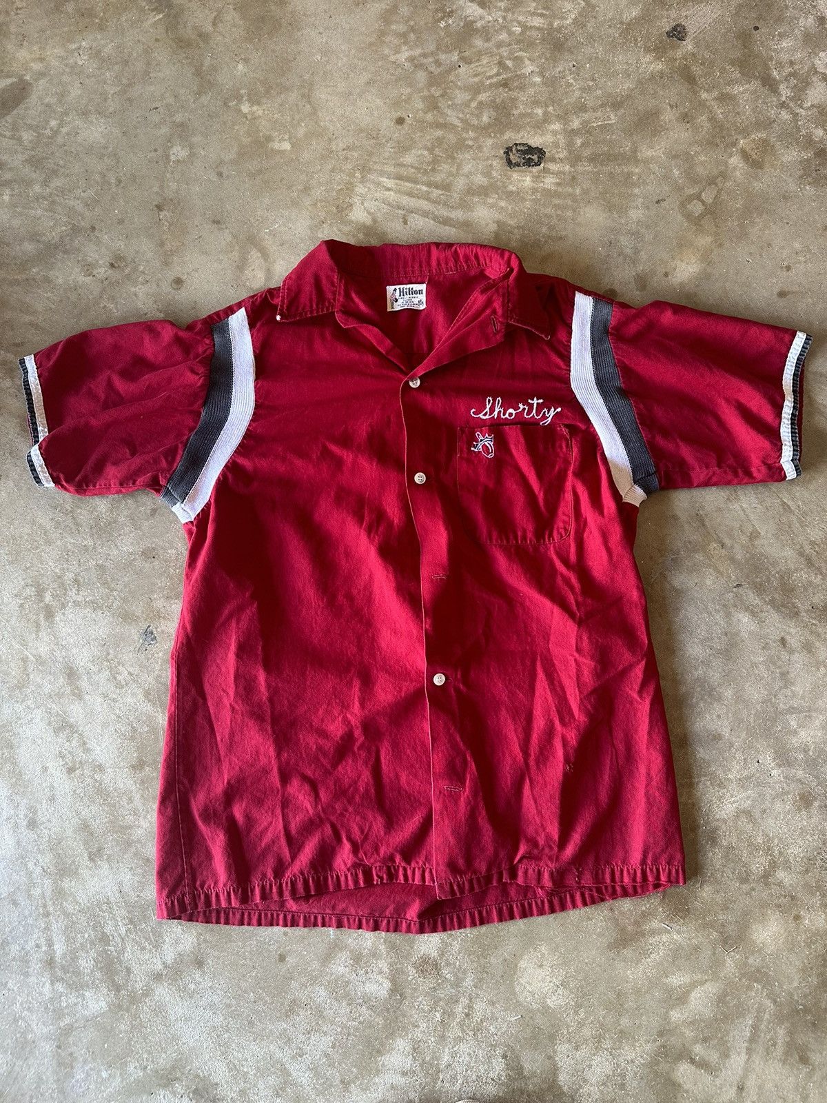 image of Made In USA x Vintage 50S Shorty Button Up Bowling Shirt Size Medium in Red, Men's