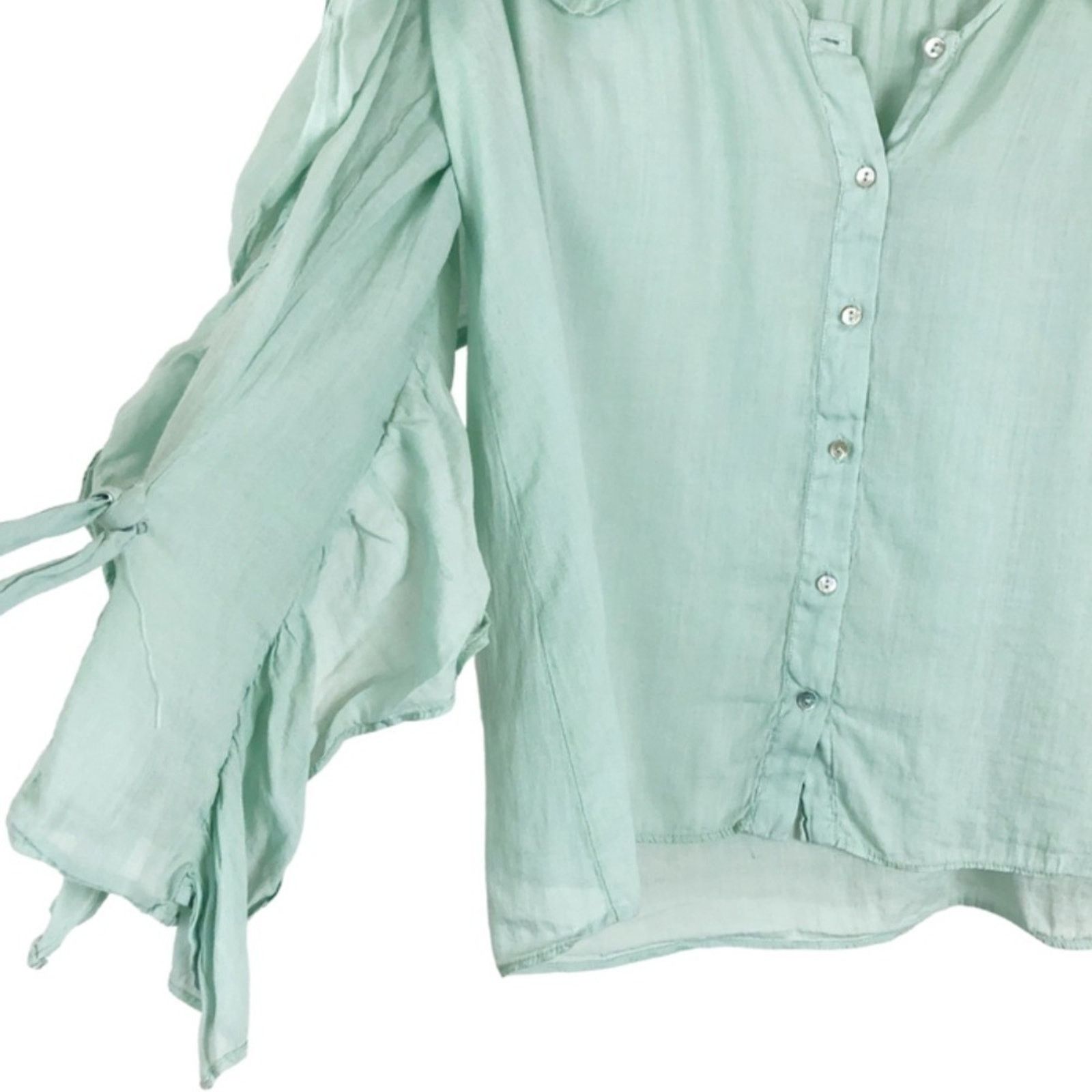 Zara Zara Women’s Basic Sage Ruffle Feminine Blouse Size M / US 6-8 / IT 42-44 - 4 Thumbnail