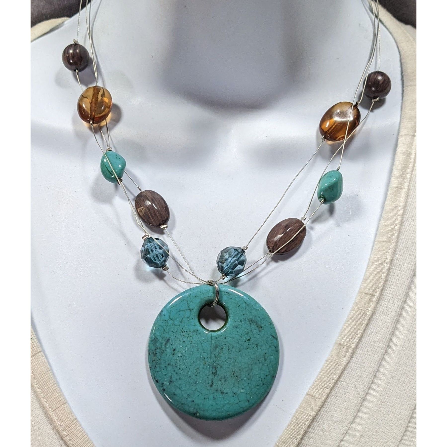 Other Bohemian Blue And Brown Beaded Pendant Necklace Size ONE SIZE - 4 Thumbnail