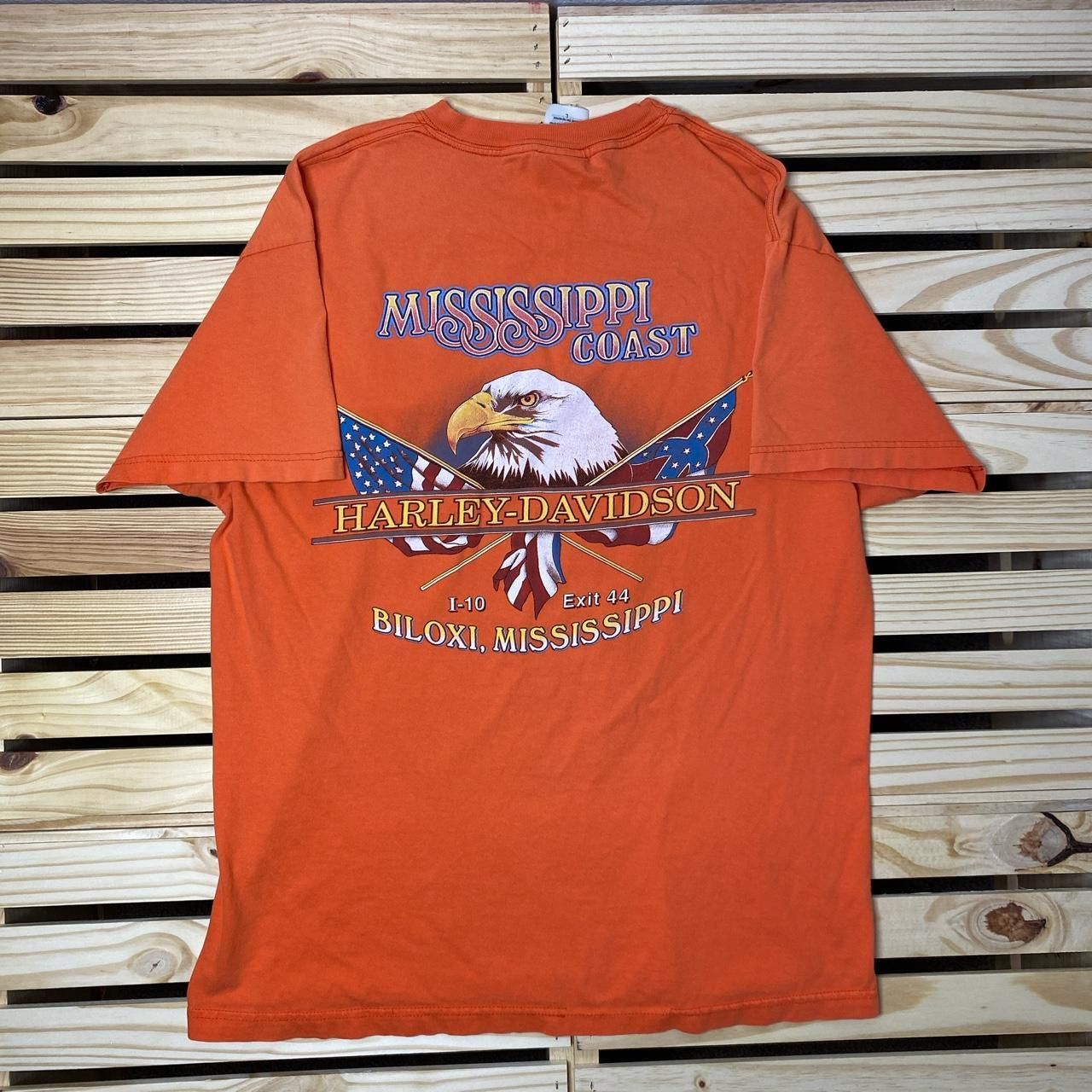Harley Davidson Vintage Harley Davidson MS Orange Biker Tee Size Large Size US L / EU 52-54 / 3 - 1 Thumbnail
