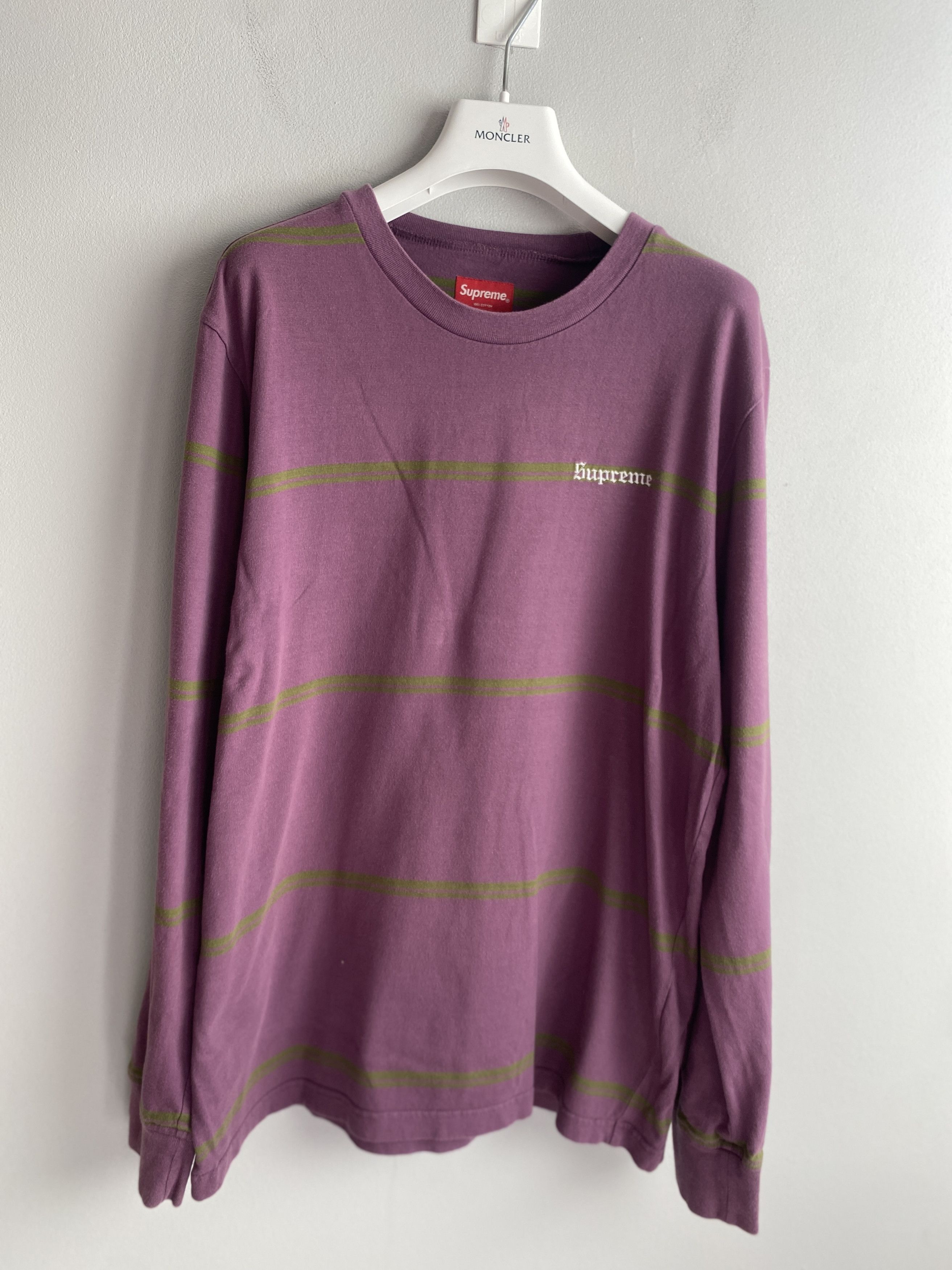Supreme Supreme striped long sleeve t-shirt tee dusty purple Size US M / EU 48-50 / 2 - 1 Thumbnail