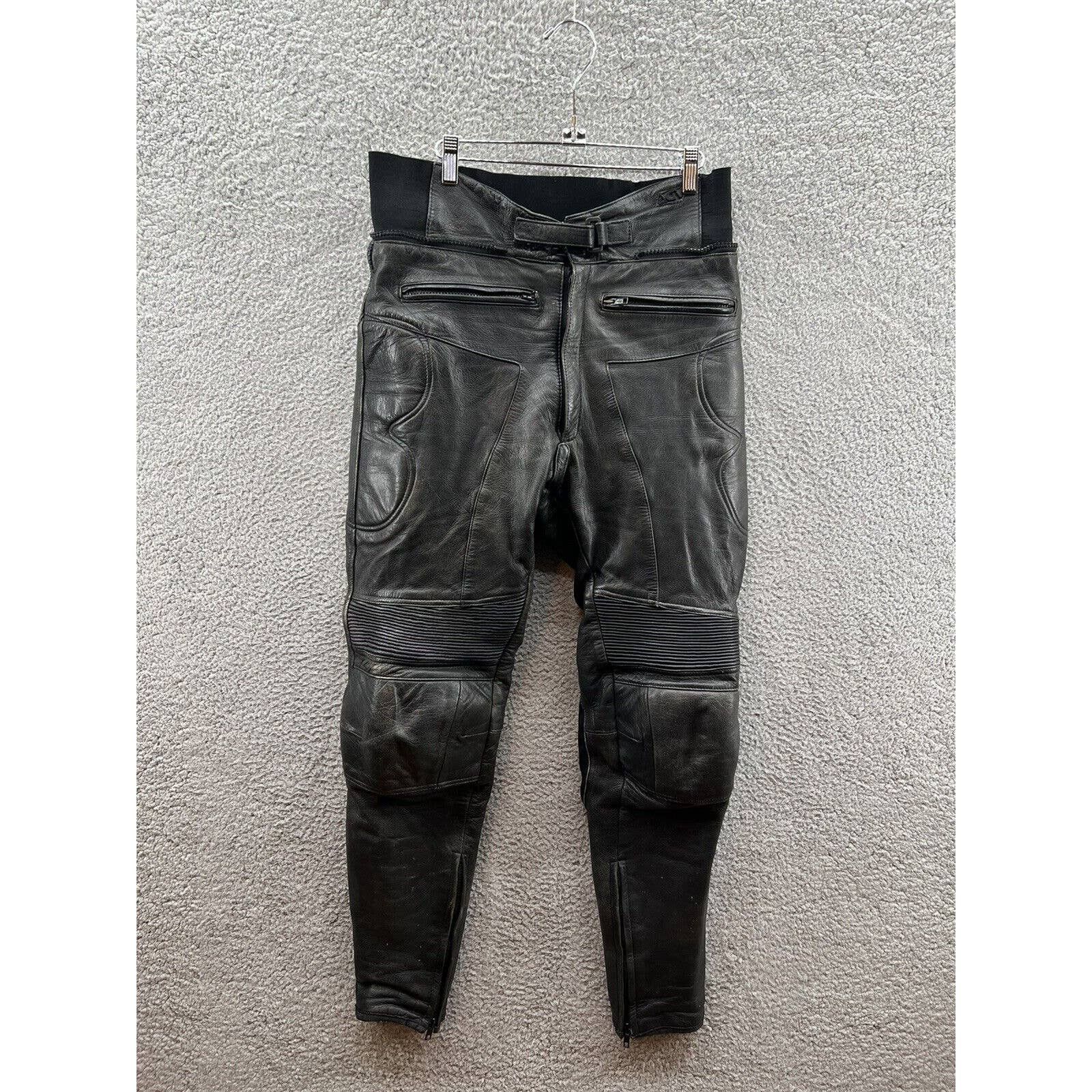 image of Agv Sport Size 33 Black Motorcycle Biker Leather Armored Pants, Men's