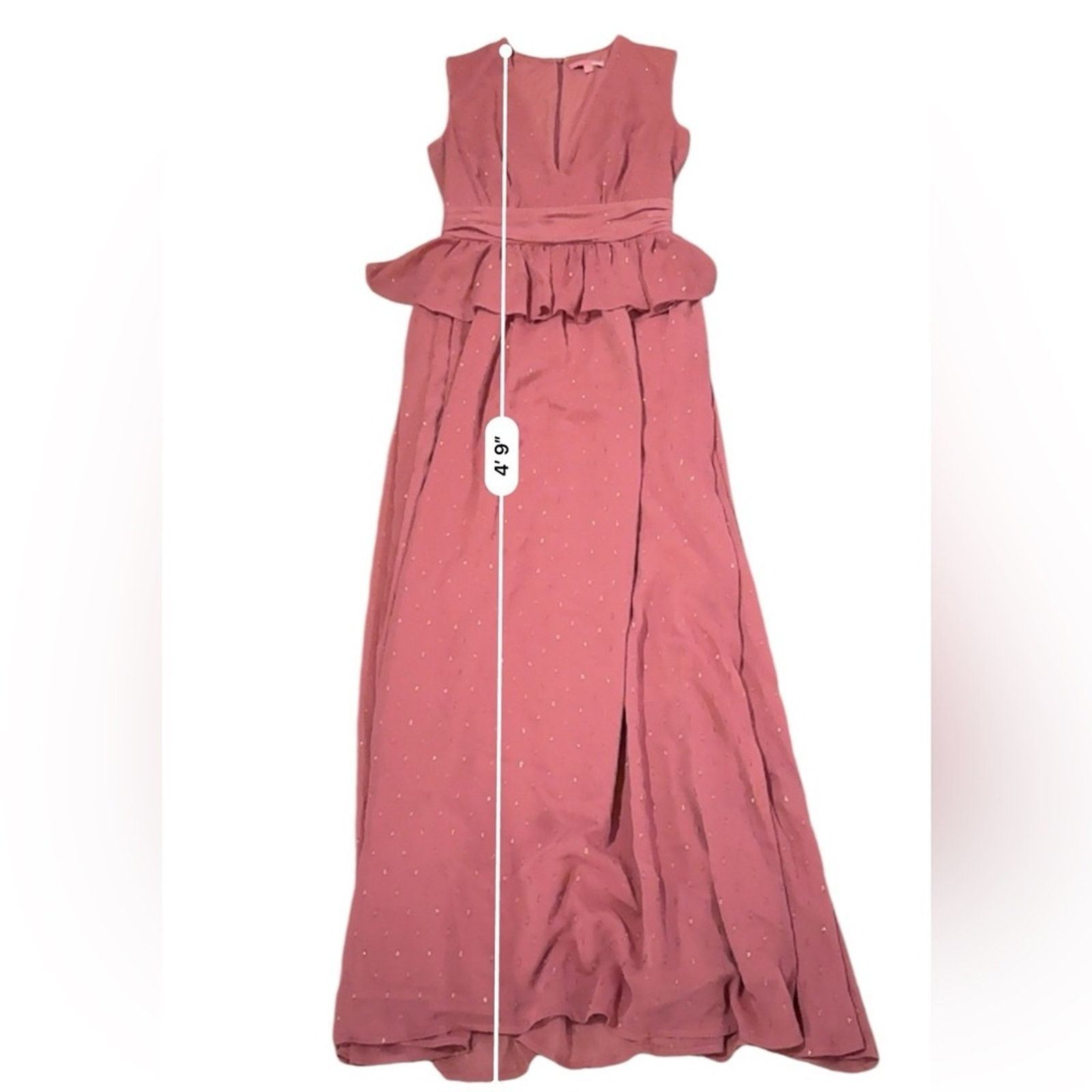 REVOLVE LDT Pink Rose Metallic Peplum Waist V Neck Maxi Gown Dress Size XS / US 0-2 / IT 36-38 - 11 Thumbnail
