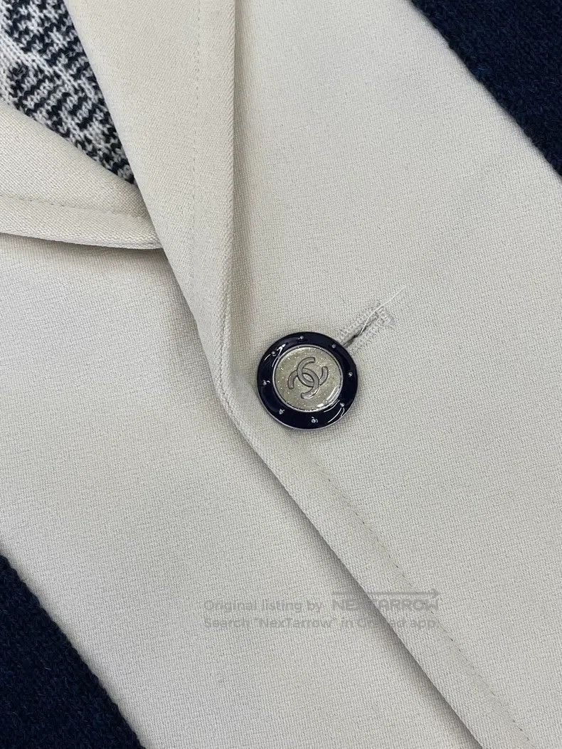 Chanel Chanel Blue diamond-patterned knitted lapel jacket Size M / US 6-8 / IT 42-44 - 3 Thumbnail