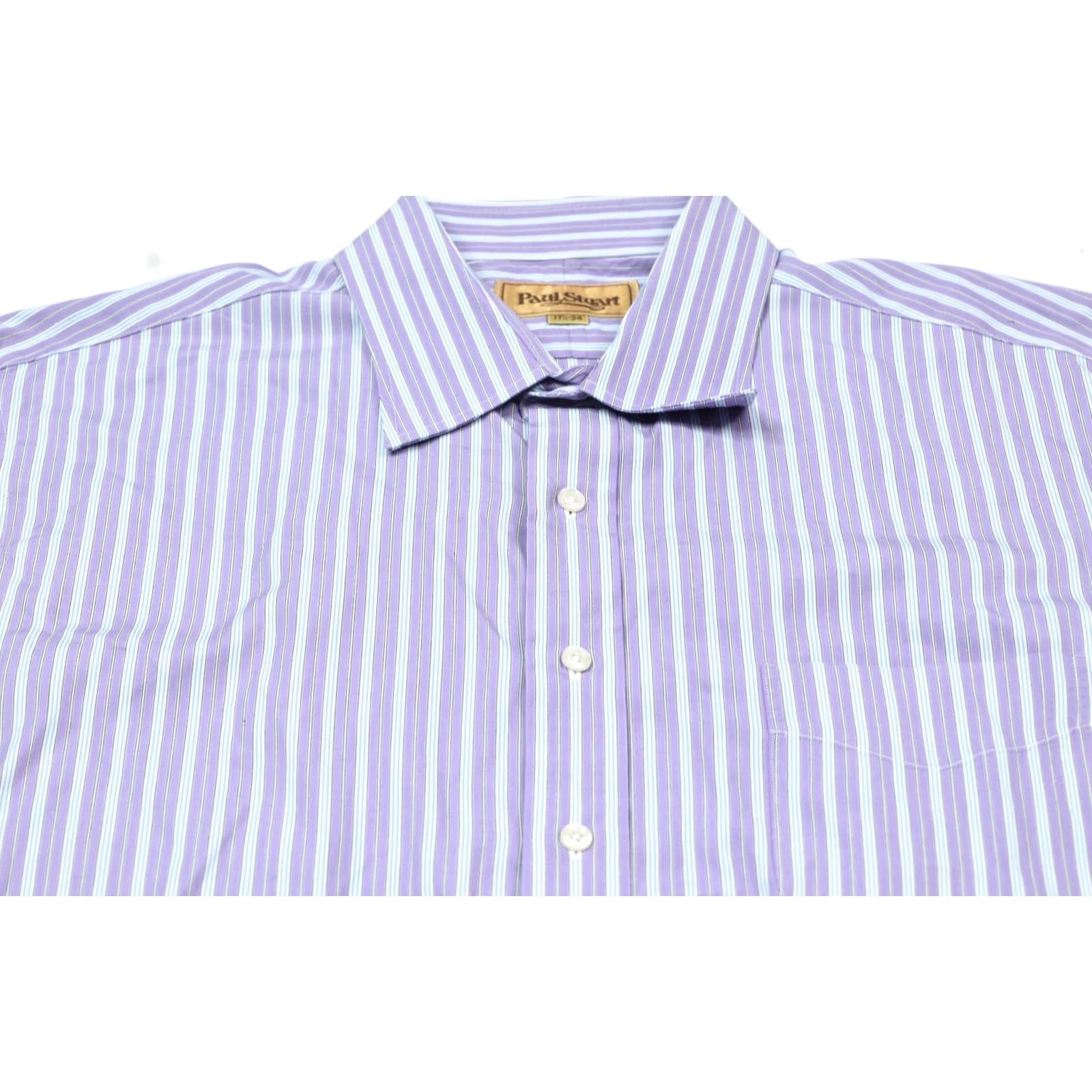 Paul Stuart Paul Stuart Shirt Mens 17.5 Purple Blue Striped Cotton Long Sleeve Button-Up Shirt Size US XXL / EU 58 / 5 - 3 Thumbnail