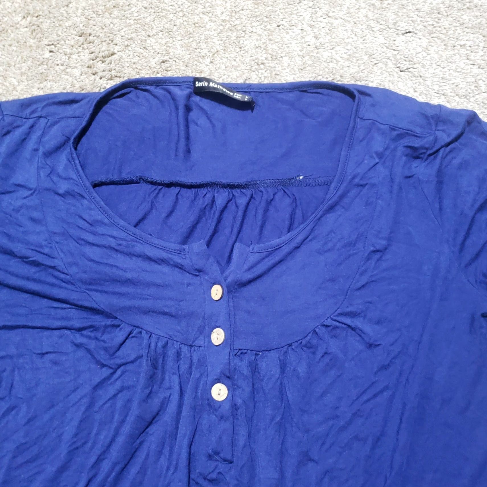 Vintage Sarin Mathews Shirt Women L Blue Short Sleeve T-Shirt 90s? Size L / US 10 / IT 46 - 2 Thumbnail