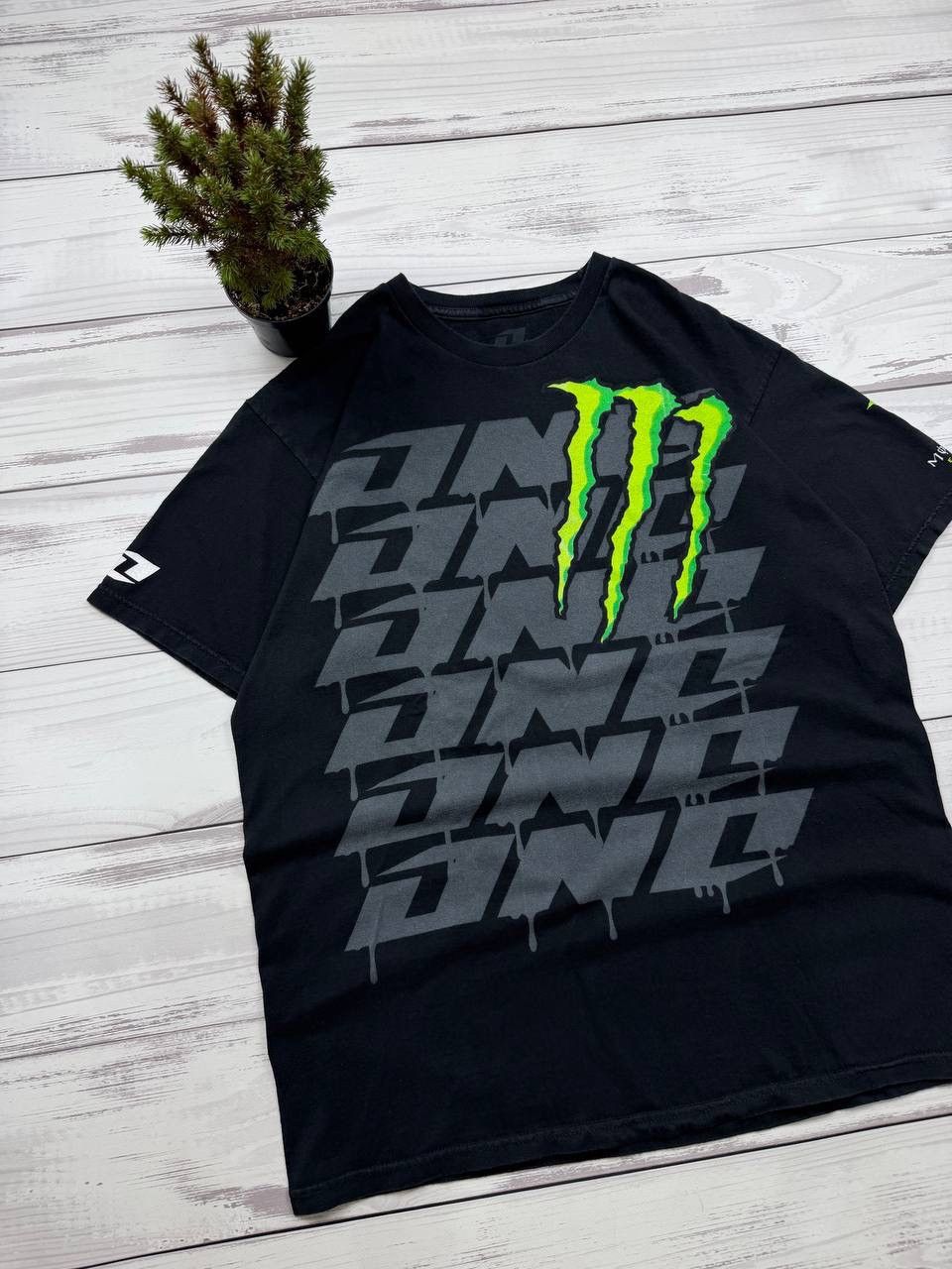 Fruit Of The Loom 2000s Monster Energy ONO Drip Graphic Grey T Shirt Size US L / EU 52-54 / 3 - 3 Thumbnail