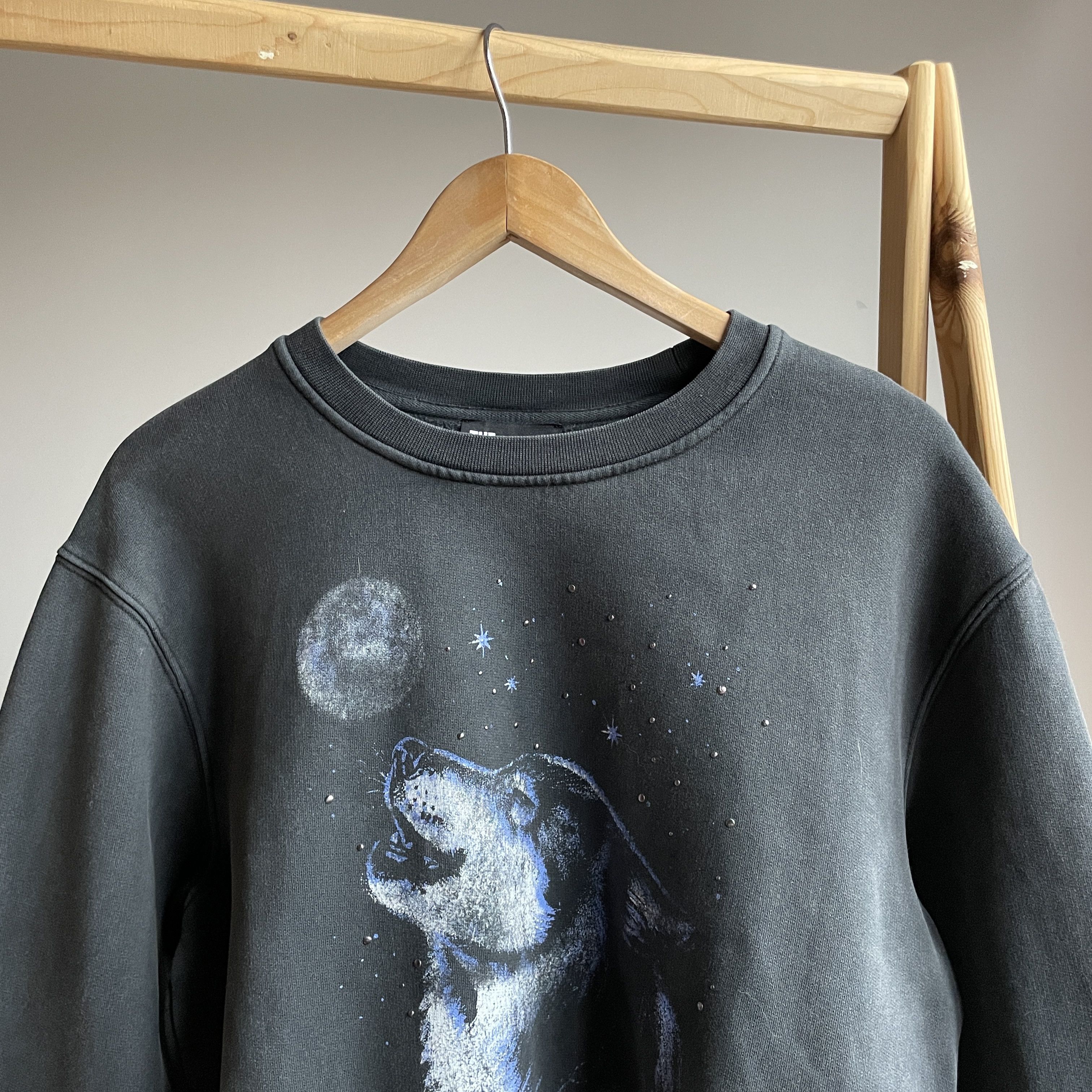 The Kooples The Kooples Washed Black Wolf Print Womens Sweatshirt Size 1 Size S / US 4 / IT 40 - 4 Thumbnail