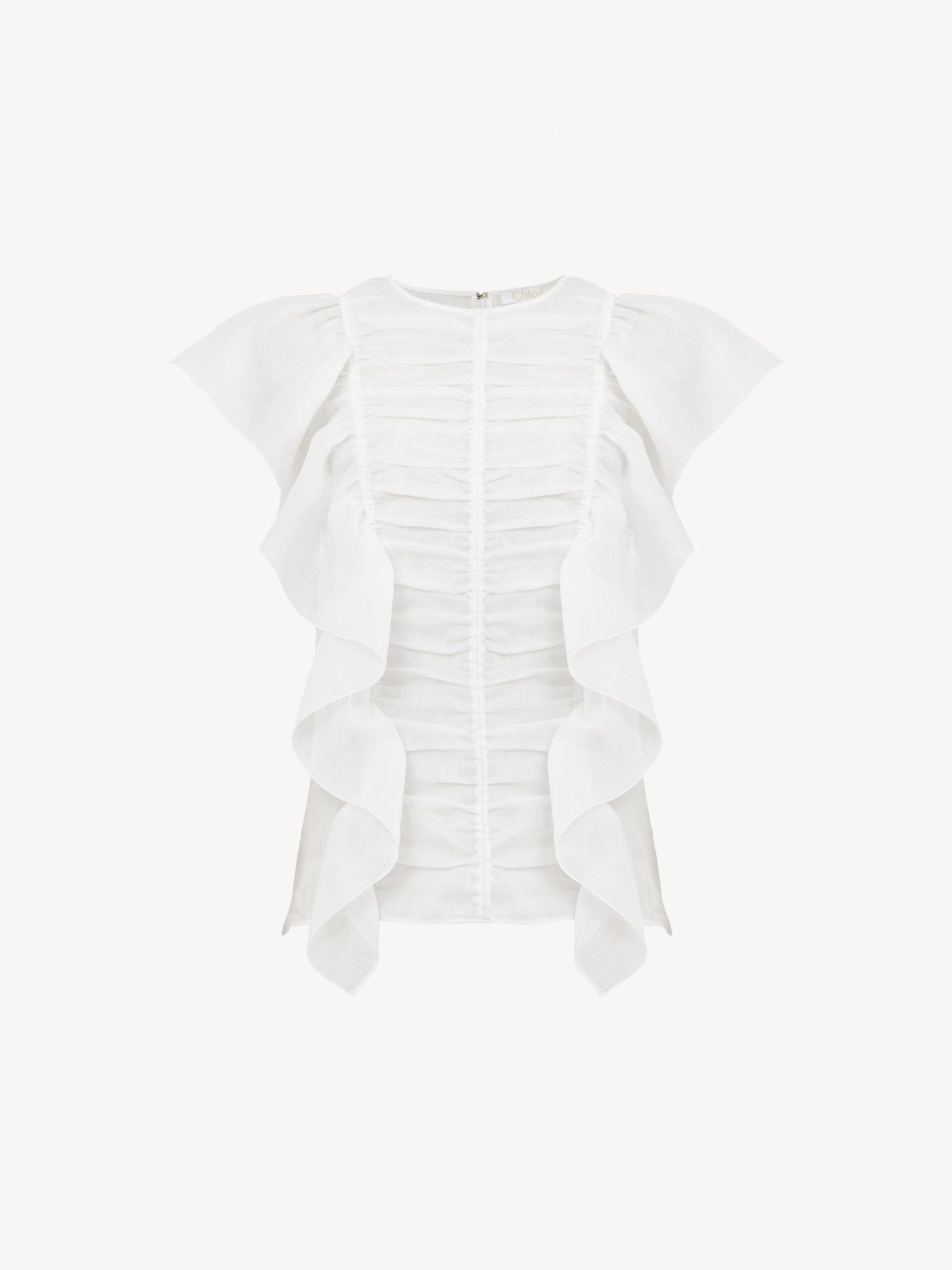Chloe o1y0825 Short Sleeves Blouse in White Size M / US 6-8 / IT 42-44 - 2 Thumbnail