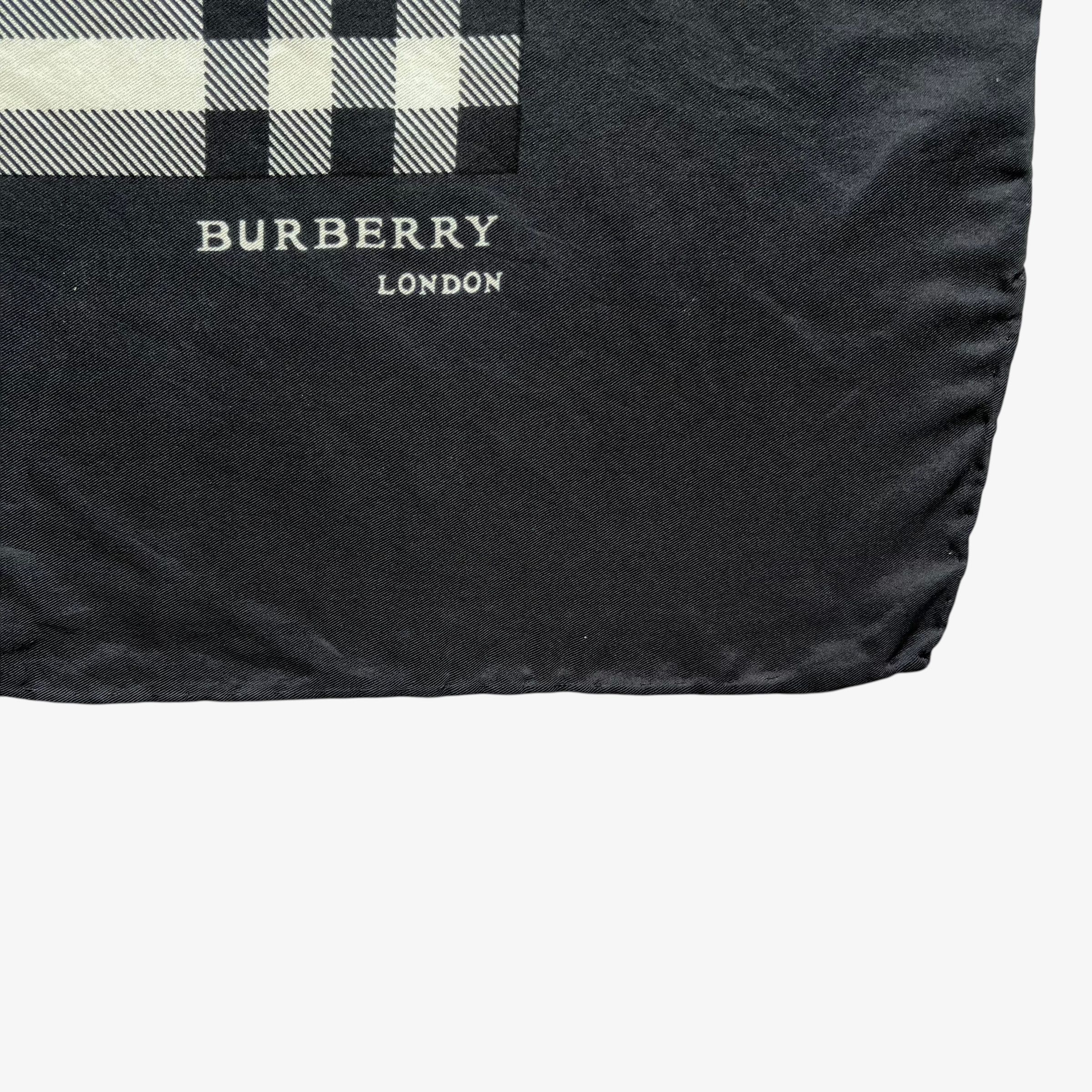 Burberry Vintage 90s Burberry Black Nova Check Print Silk Scarf Size ONE SIZE - 2 Thumbnail