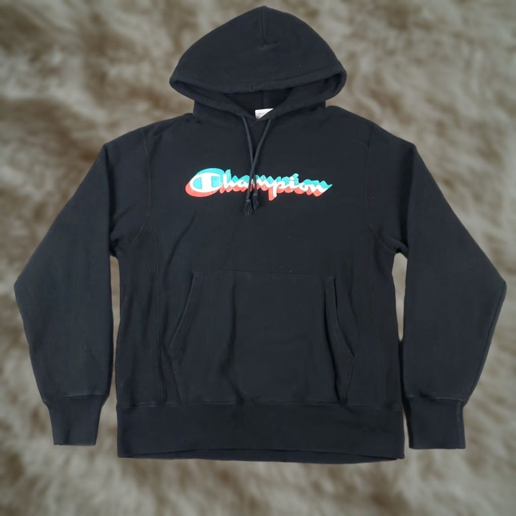 Champion Champion Hoodie Mens Medium Black Pullover Sweatshirt Fleece Long Sleeve Size US M / EU 48-50 / 2 - 1 Thumbnail