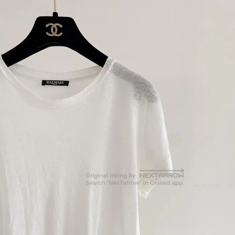 Balmain Balmain White Cotton Short-Sleeve T-Shirt . Size XS / US 0-2 / IT 36-38 - 3 Thumbnail