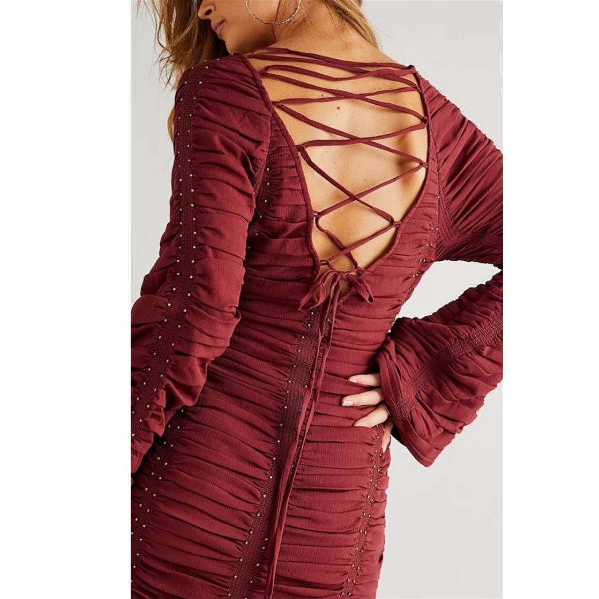 Free People New FREE PEOPLE Western Romance Mini Dress $448 X-SMALL Red Size XS / US 0-2 / IT 36-38 - 3 Thumbnail