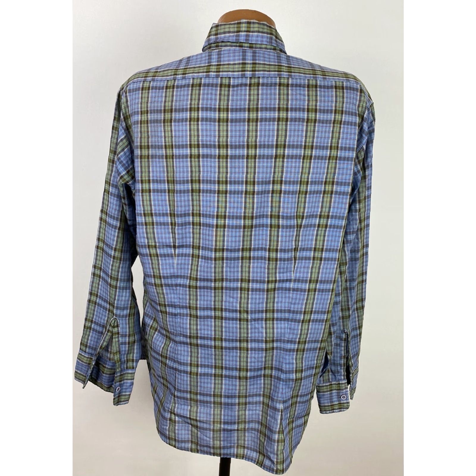 Vintage VINTAGE Moving-Up Button-Up Shirt Mens L Blue Plaid Casual 80s Retro Preppy Lightweight Cotton Poly Darts Pockets Long Sleeve Collared Shirt Mens L Size US L / EU 52-54 / 3 - 7 Thumbnail