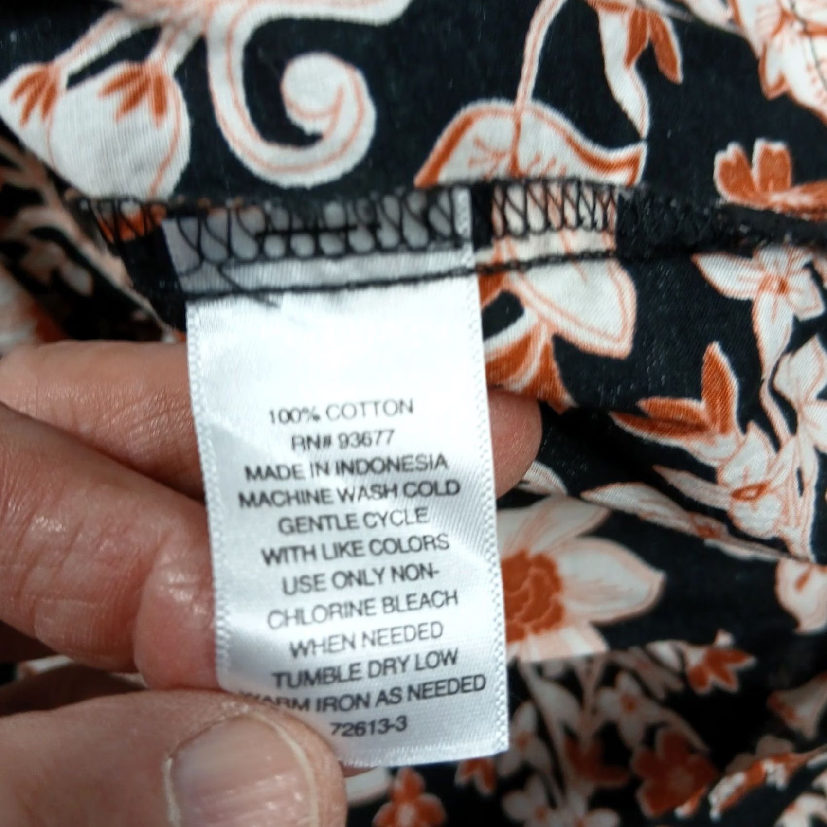 Vintage a.n.a Blouse Long Sleeve Floral Round Neck Button Ruffle Balloon Sleeve Women XL Black Orange Bohemian Casual Womens Size XL / US 12-14 / IT 48-50 - 4 Thumbnail
