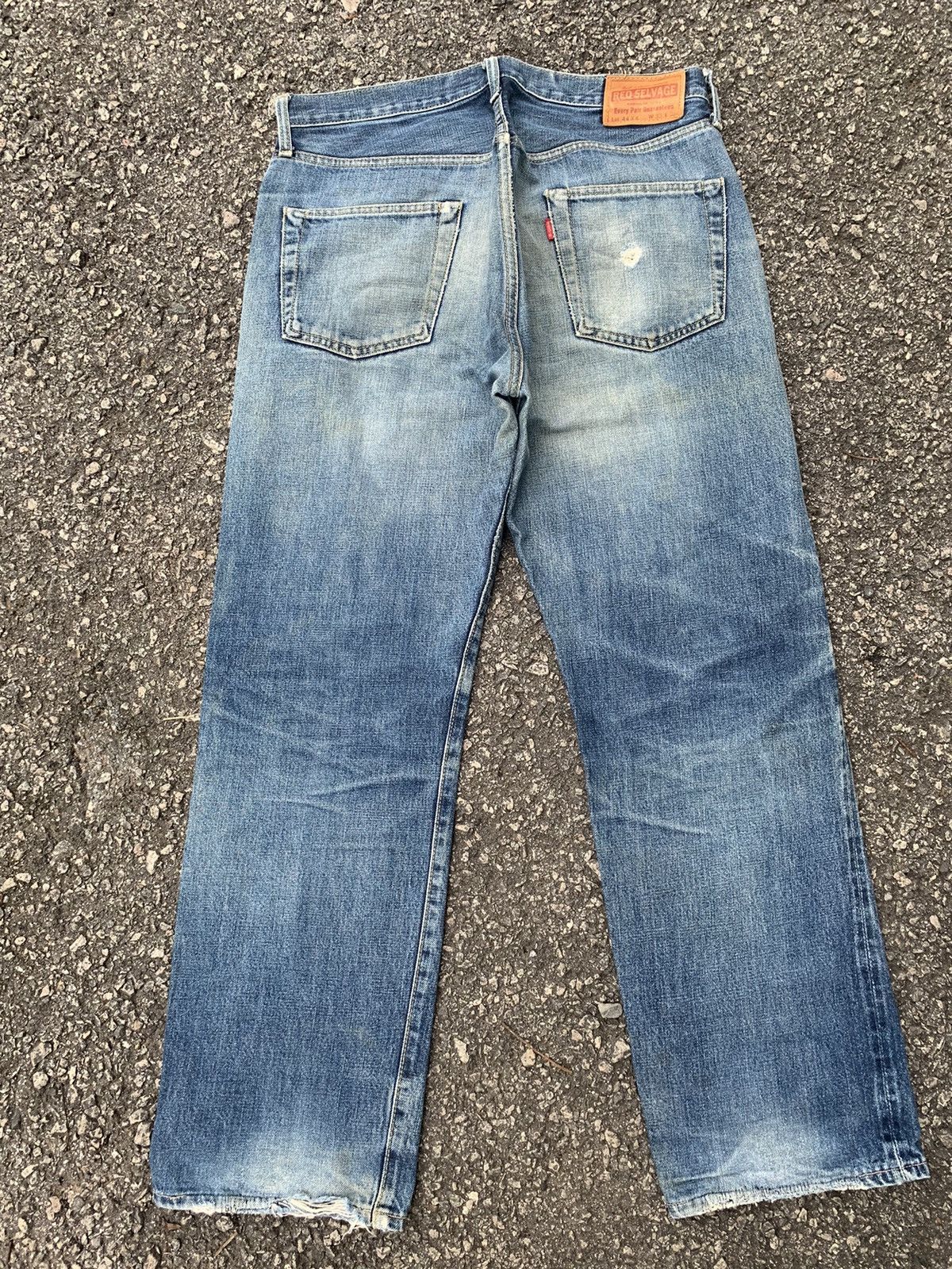 Jean × Kamakura Kamakura Red Button Fly Japanese Selvedge Distressed Denim🎌 Size US 33 - 3 Thumbnail