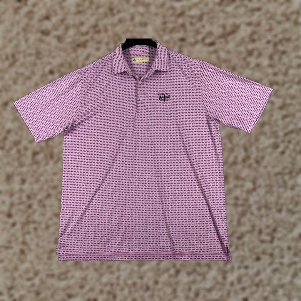 Vintage Donald Ross Polo Shirt Adult XL Pink Fish Bone Golf Polyester Blend Matte Polka Dot Breathable Moisture Wicking All Seasons Sports Golf Mens Size US XL / EU 56 / 4 - 1 Thumbnail