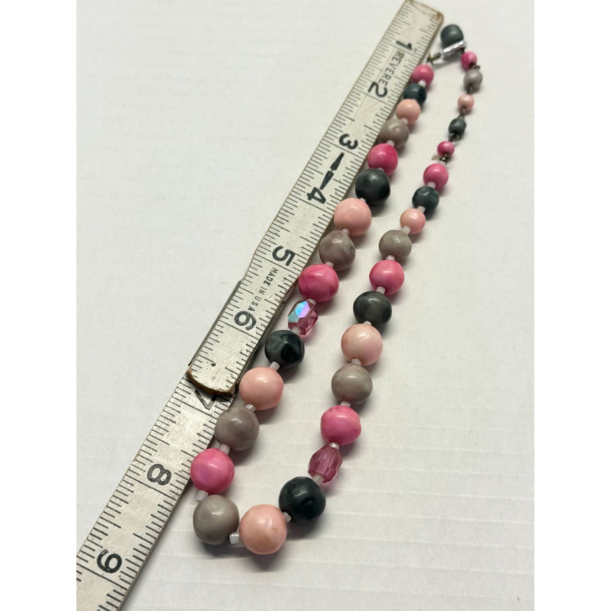 Vintage Vintage pink crystal clay beaded Japan collar necklace Size ONE SIZE - 4 Thumbnail