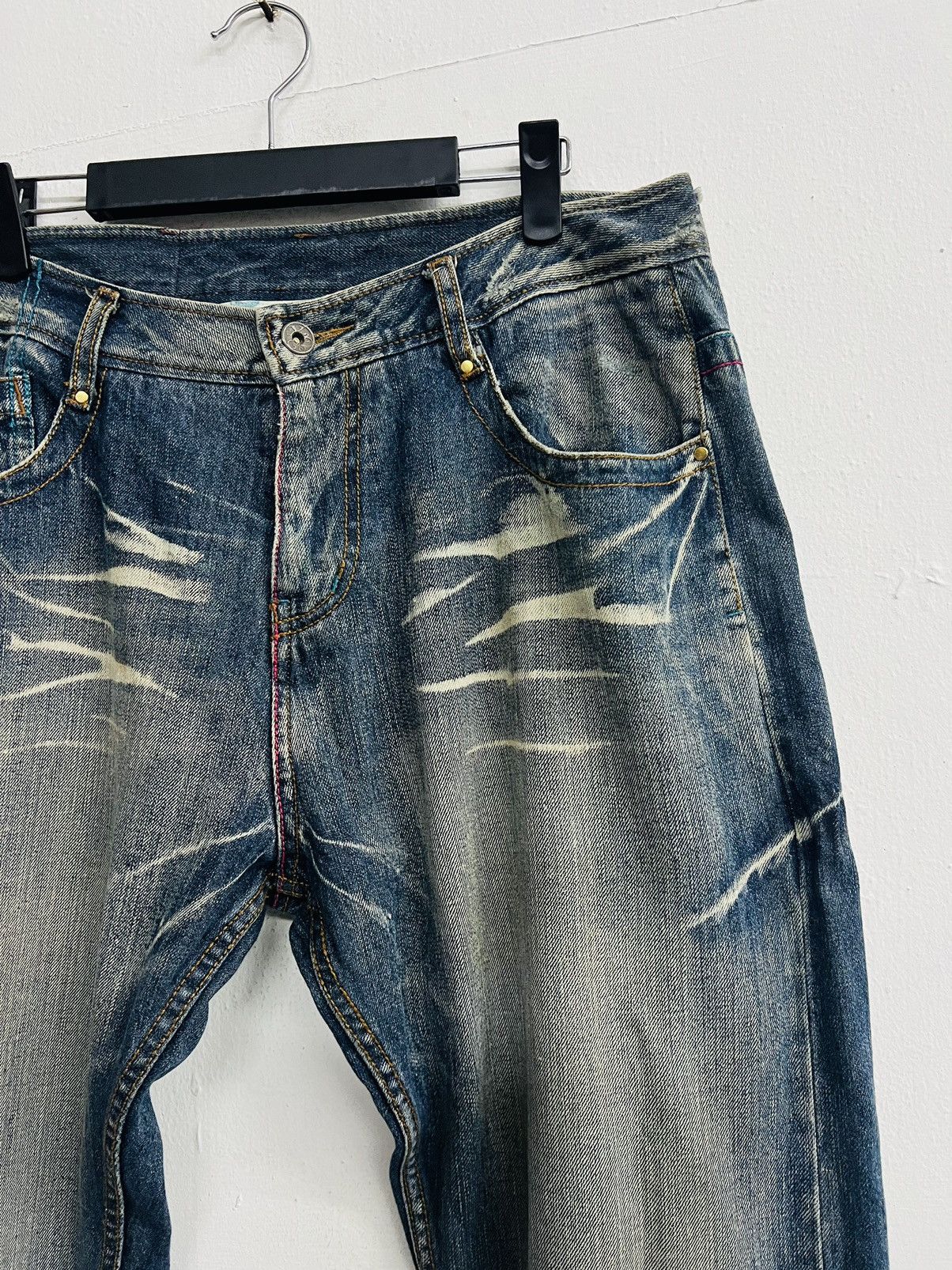 Japanese Brand XANTHOUS Mudwash Flame Baggy Denim Size US 33 - 8 Thumbnail