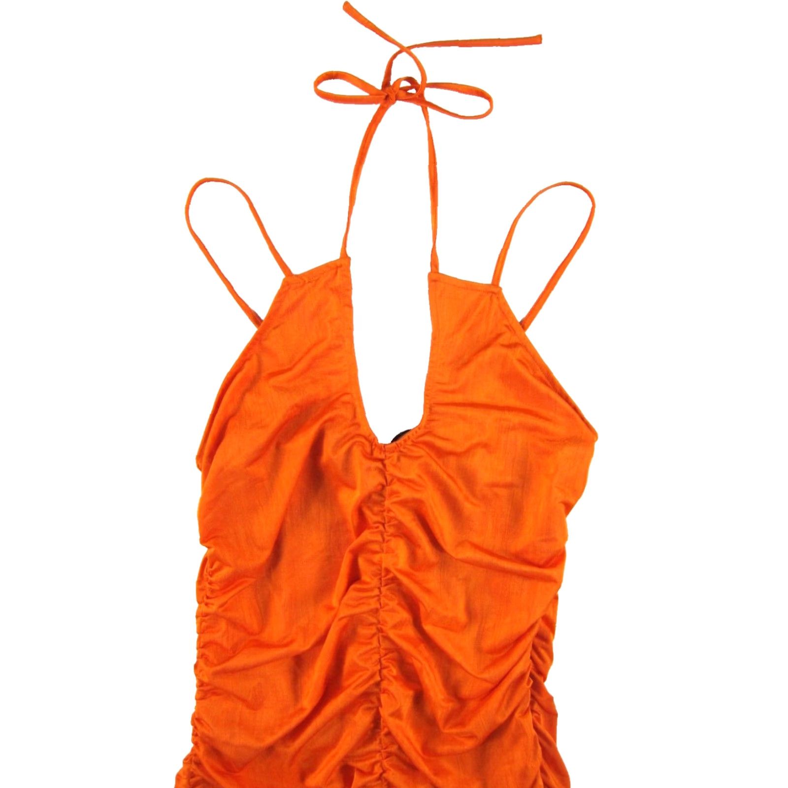 superdown Super Down x Revolve Mini Orange Dress Ruching Zip NWT M Orange Dress Women Sleeveless Halter Zip Ruched 95% polyester 5% spandex NWT Size M / US 6-8 / IT 42-44 - 4 Thumbnail