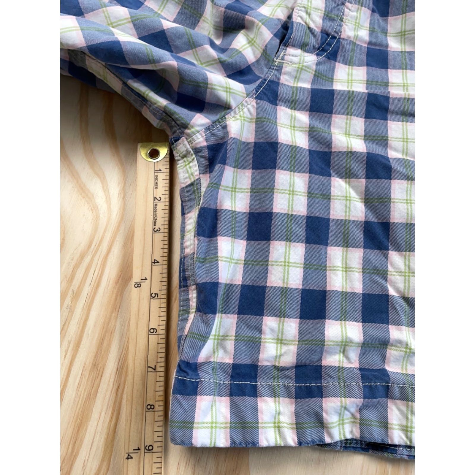 Abercrombie & Fitch VINTAGE Abercrombie & Fitch Plaid Shorts Men 34 9" Inseam Blue Pink Drawstring Flat Front Chino Casual 90s Mens Size US 36 / EU 52 - 6 Thumbnail