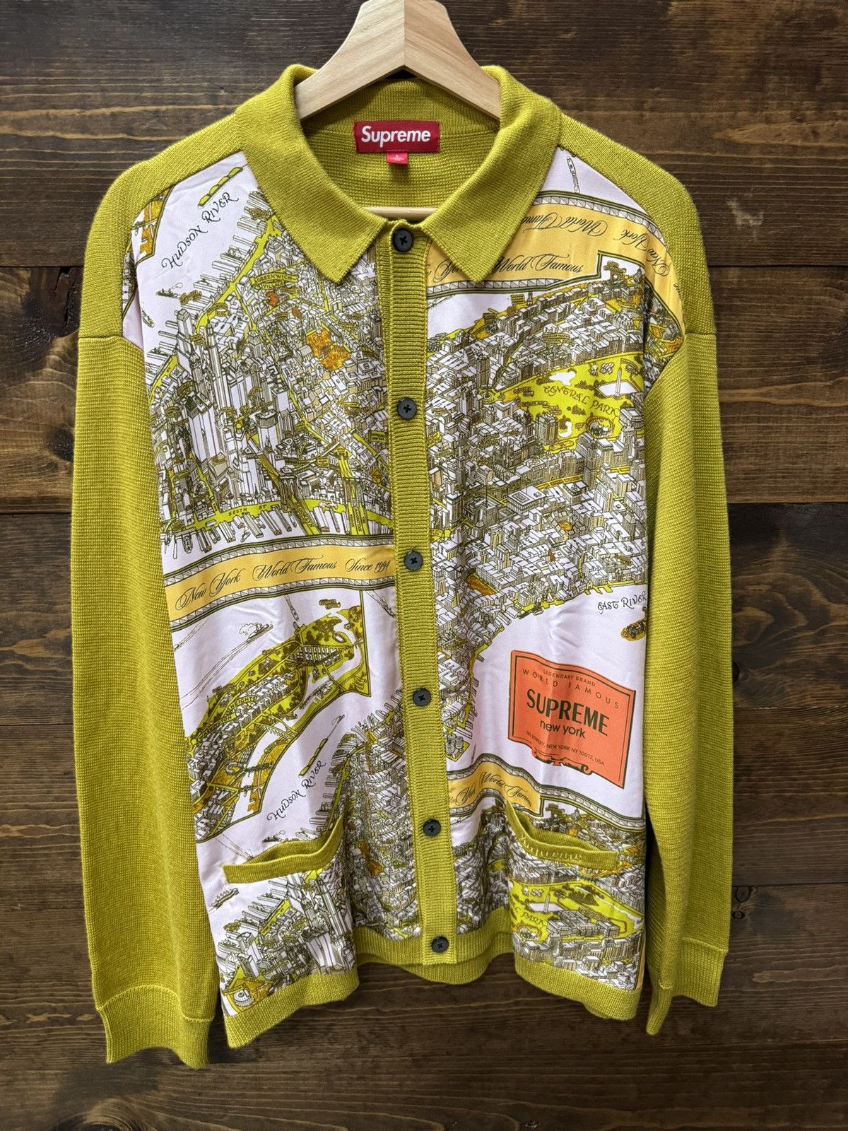 Supreme Silk Map Cardigan Mustard - メンズ