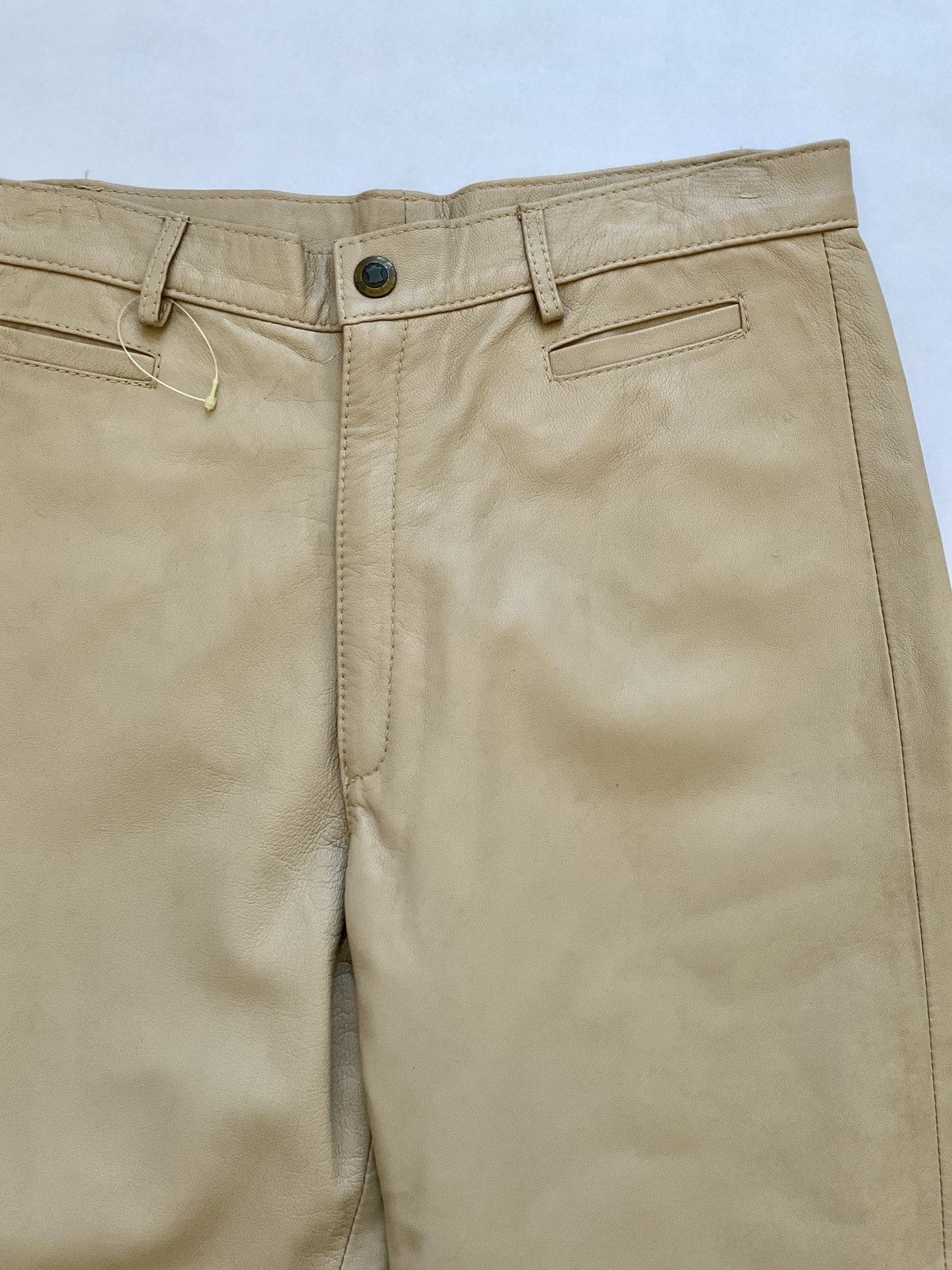 Vintage Beige leather pants Size 28" / US 6 / IT 42 - 3 Thumbnail