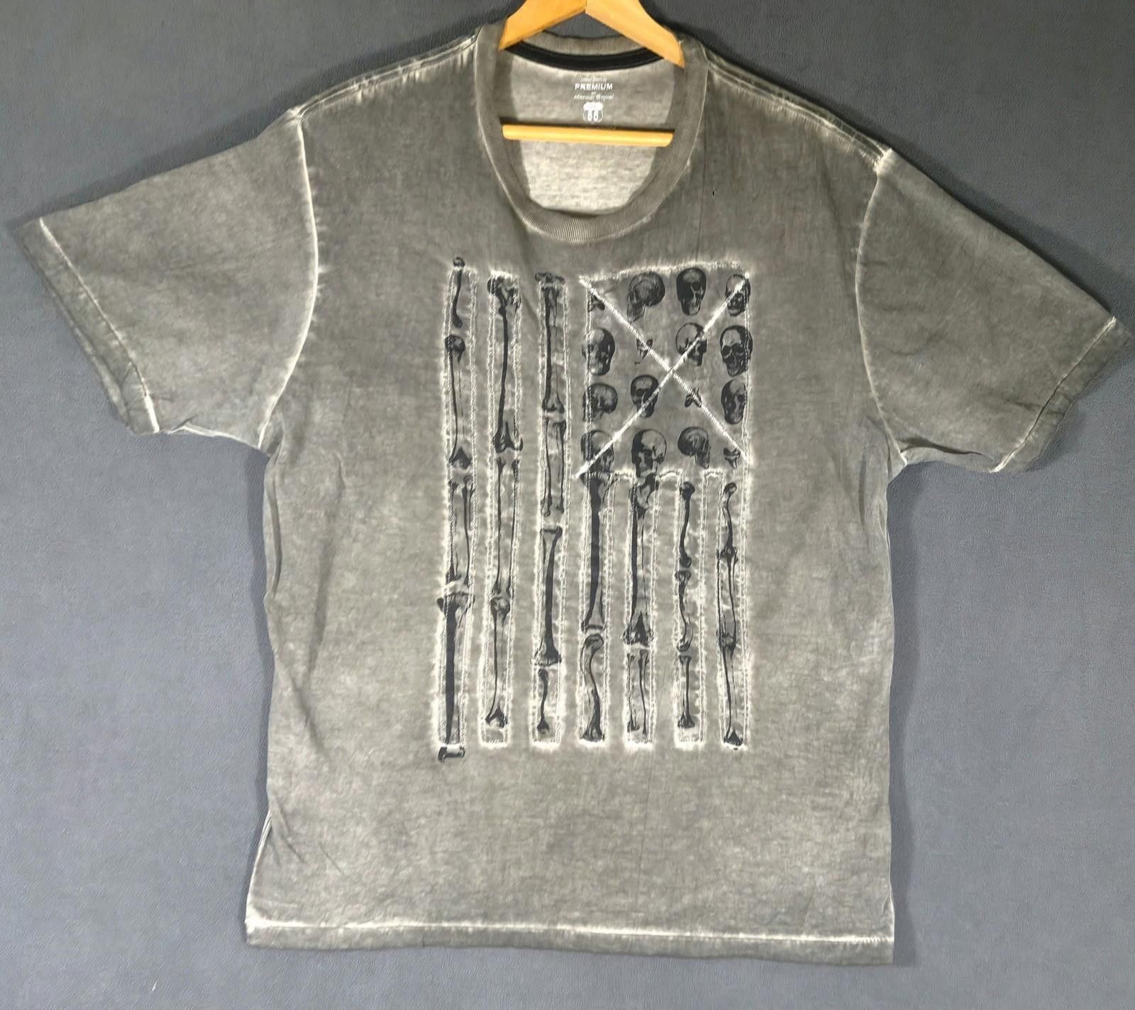 Route 66 Route 66 Men’s Skull Bones Flag Distressed Gray Size L #2 Size US L / EU 52-54 / 3 - 1 Thumbnail