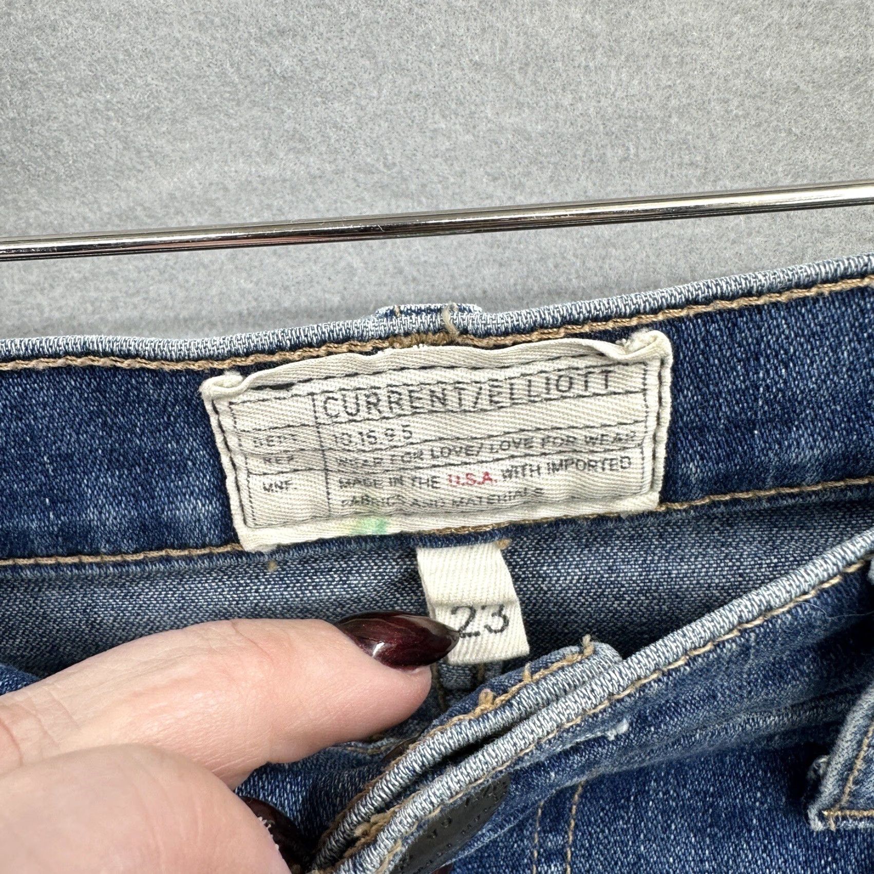 Vintage Current/Elliott Jeans Women's 23 The Kick Jean Blue Medium Distressed Ankle Denim Designer Size 40" / US 18 - 7 Thumbnail