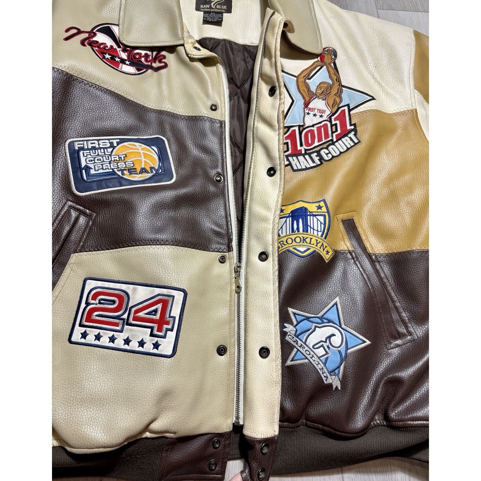 Other Raw Blue Patchwork Varsity Jacket Mens 3XL Basketball Y2K Size US XXL / EU 58 / 5 - 8 Thumbnail