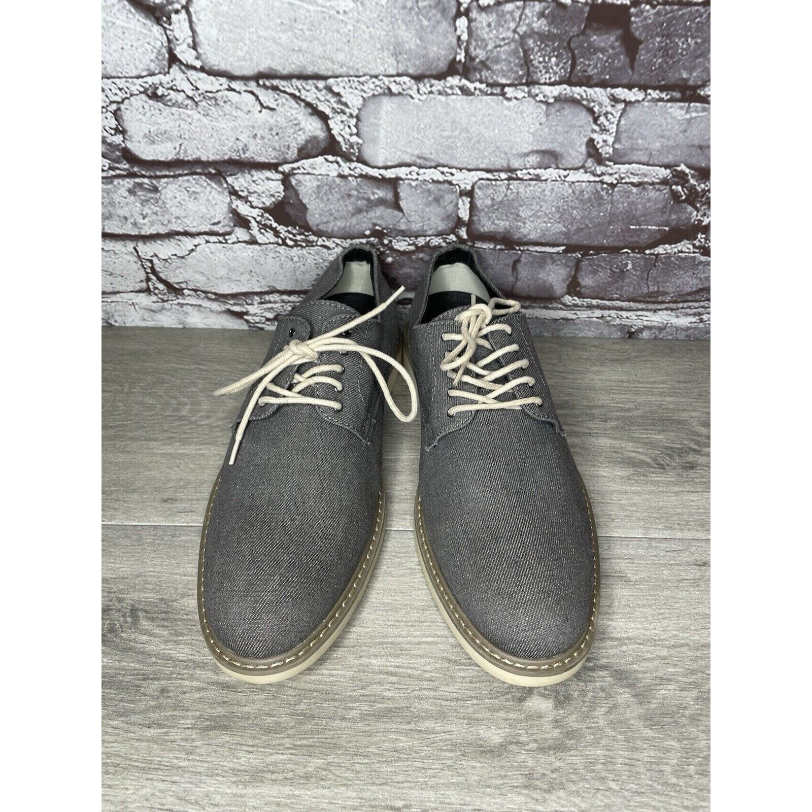 Public Opinion Public Opinion Gray Derby Oxfords Textured Fabric Casual Lac Size US 9.5 / EU 42-43 - 2 Thumbnail
