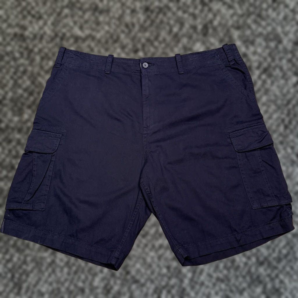 Vintage Foundry Cargo Shorts Mens 48 Navy Blue Cargo Pocket Flat Front Regular Fit Twill Cotton Short - Blue Size US 32 / EU 48 - 1 Thumbnail