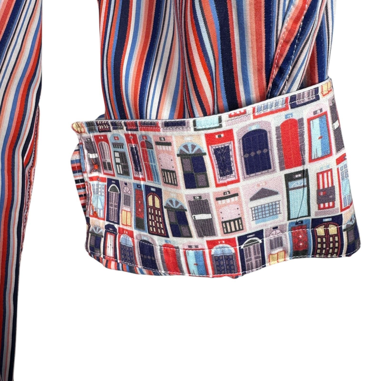 Robert Graham Robert Graham Shirt 3XL Multi Striped Doors Flip Cuff Button Size US XXL / EU 58 / 5 - 5 Thumbnail