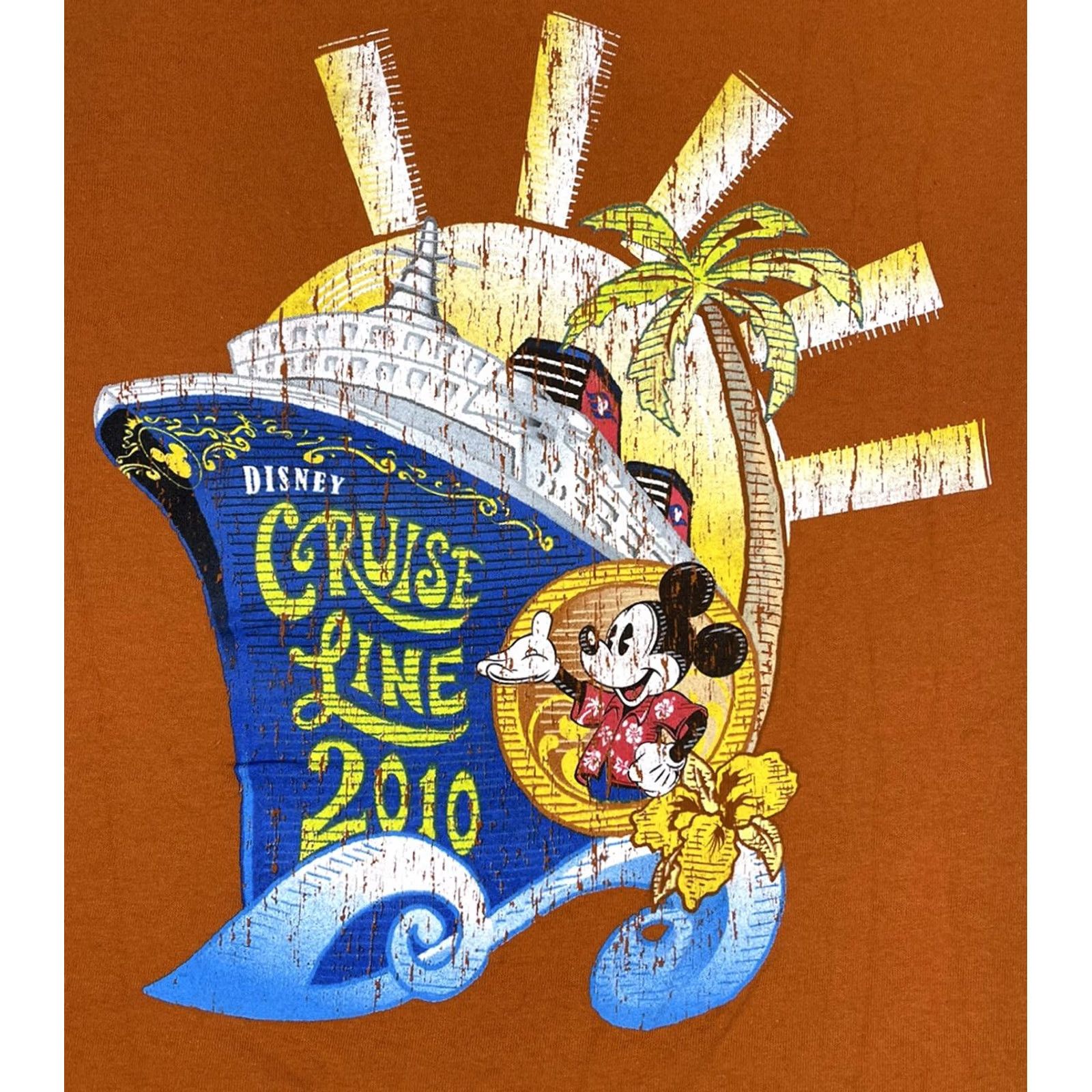 Disney Disney Cruise Line T-Shirt Orange Mickey Graphic XL Unisex Adults Cotton Crew Neck Short Sleeve Disney 2010 Vintage? No Size US XL / EU 56 / 4 - 6 Thumbnail